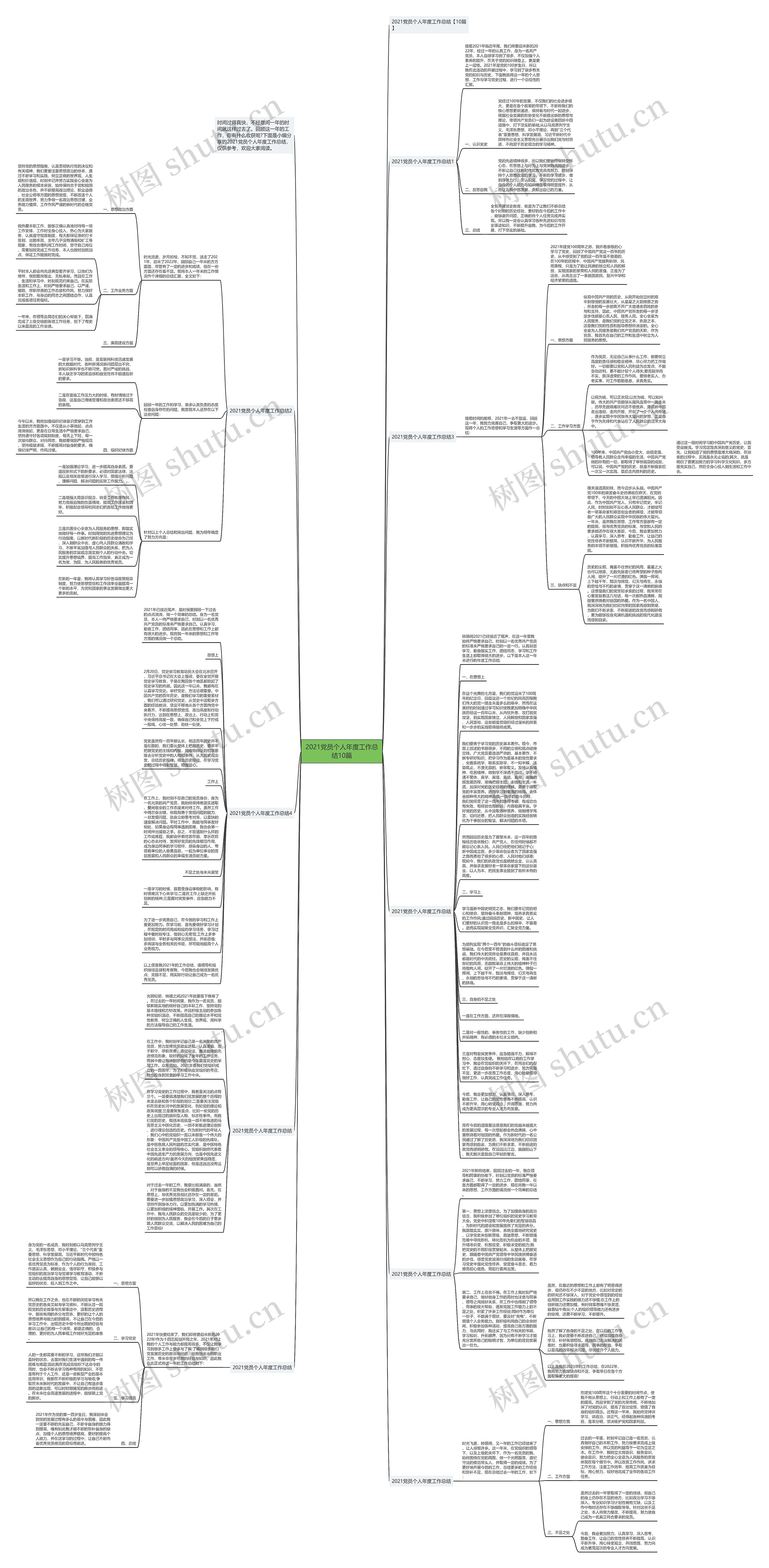2021党员个人年度工作总结10篇思维导图