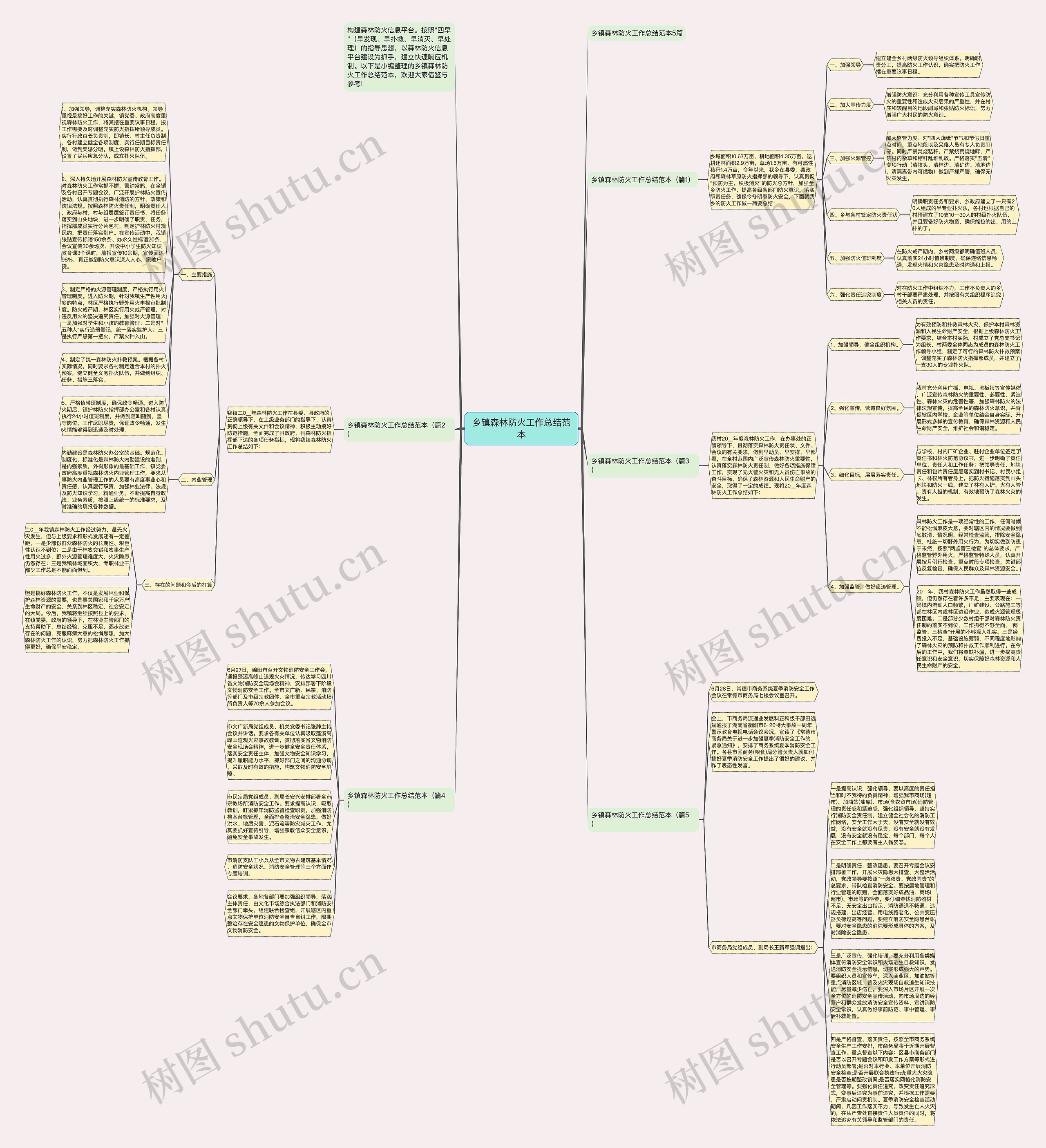 乡镇森林防火工作总结范本思维导图