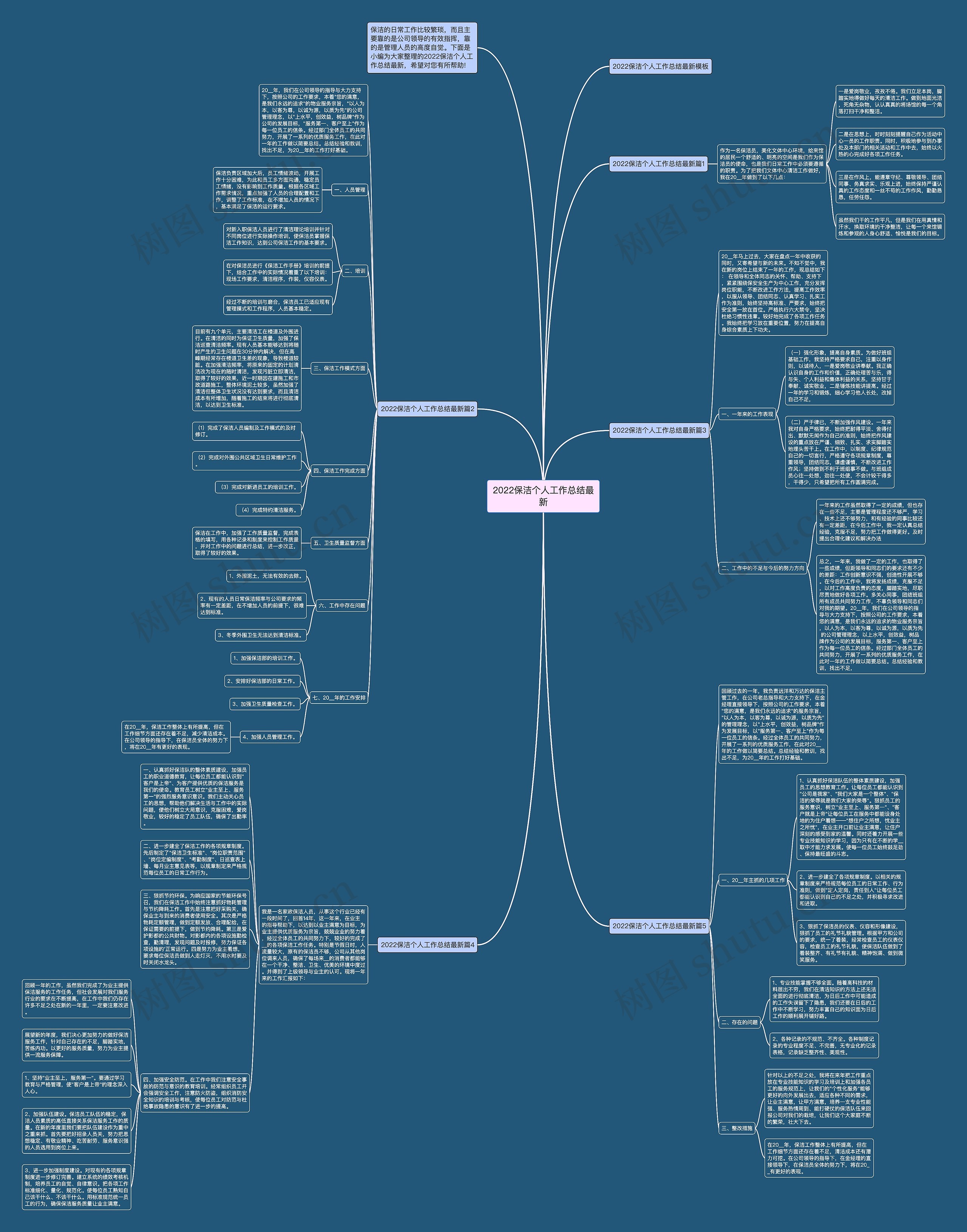 2022保洁个人工作总结最新思维导图