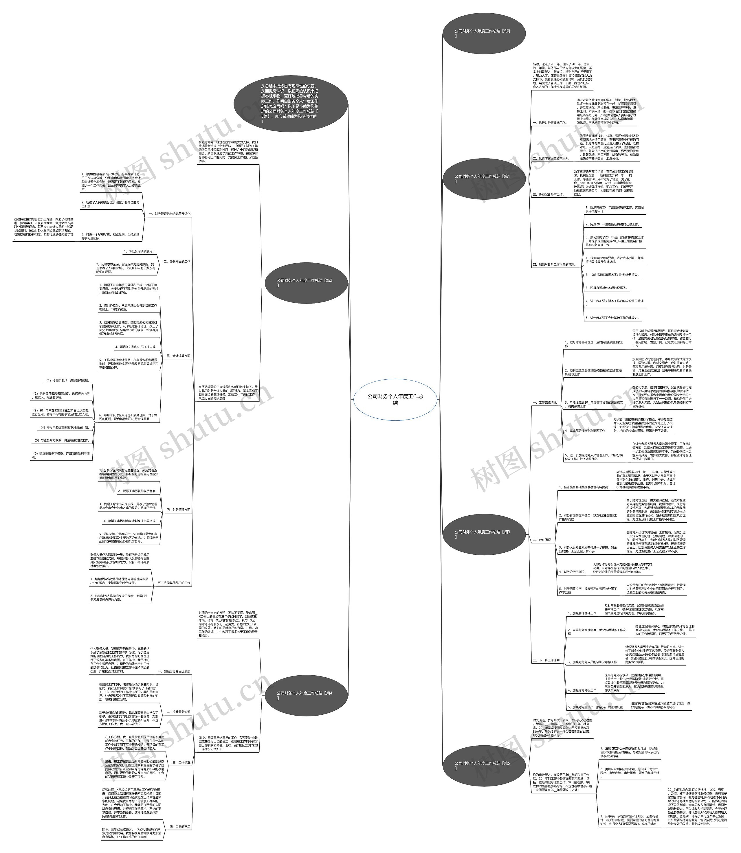 公司财务个人年度工作总结思维导图