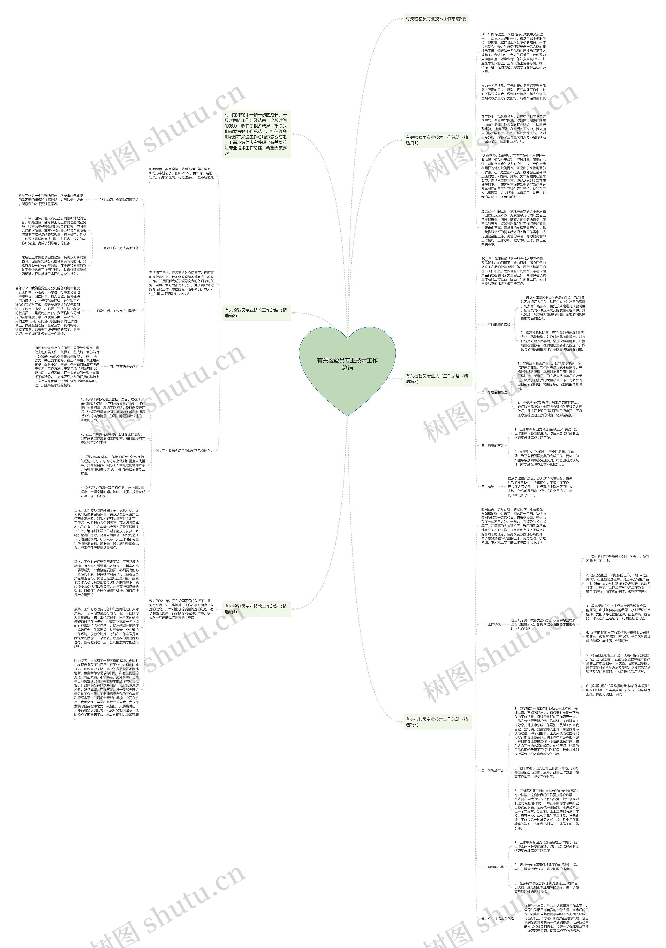 有关检验员专业技术工作总结思维导图