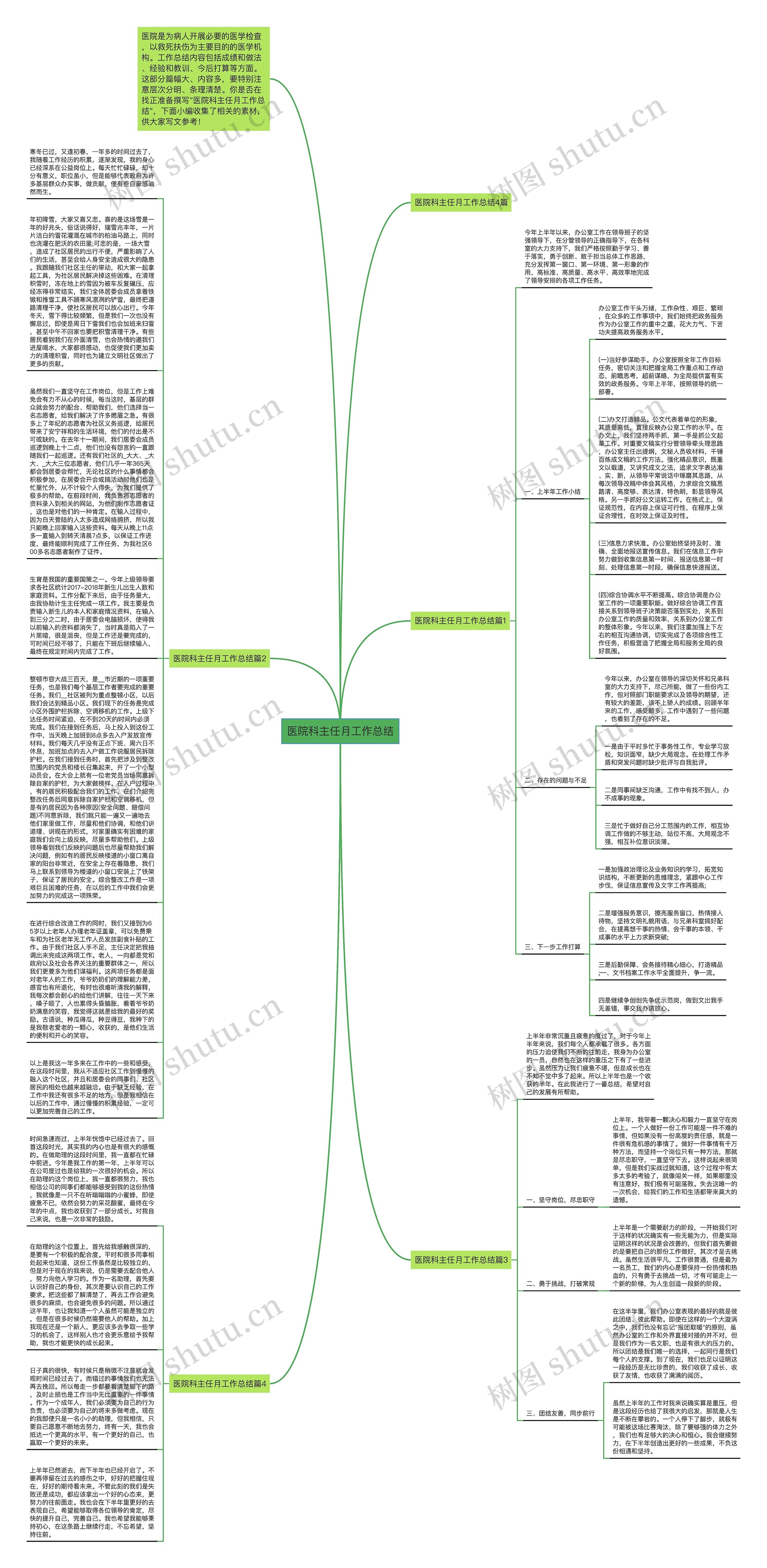 医院科主任月工作总结思维导图
