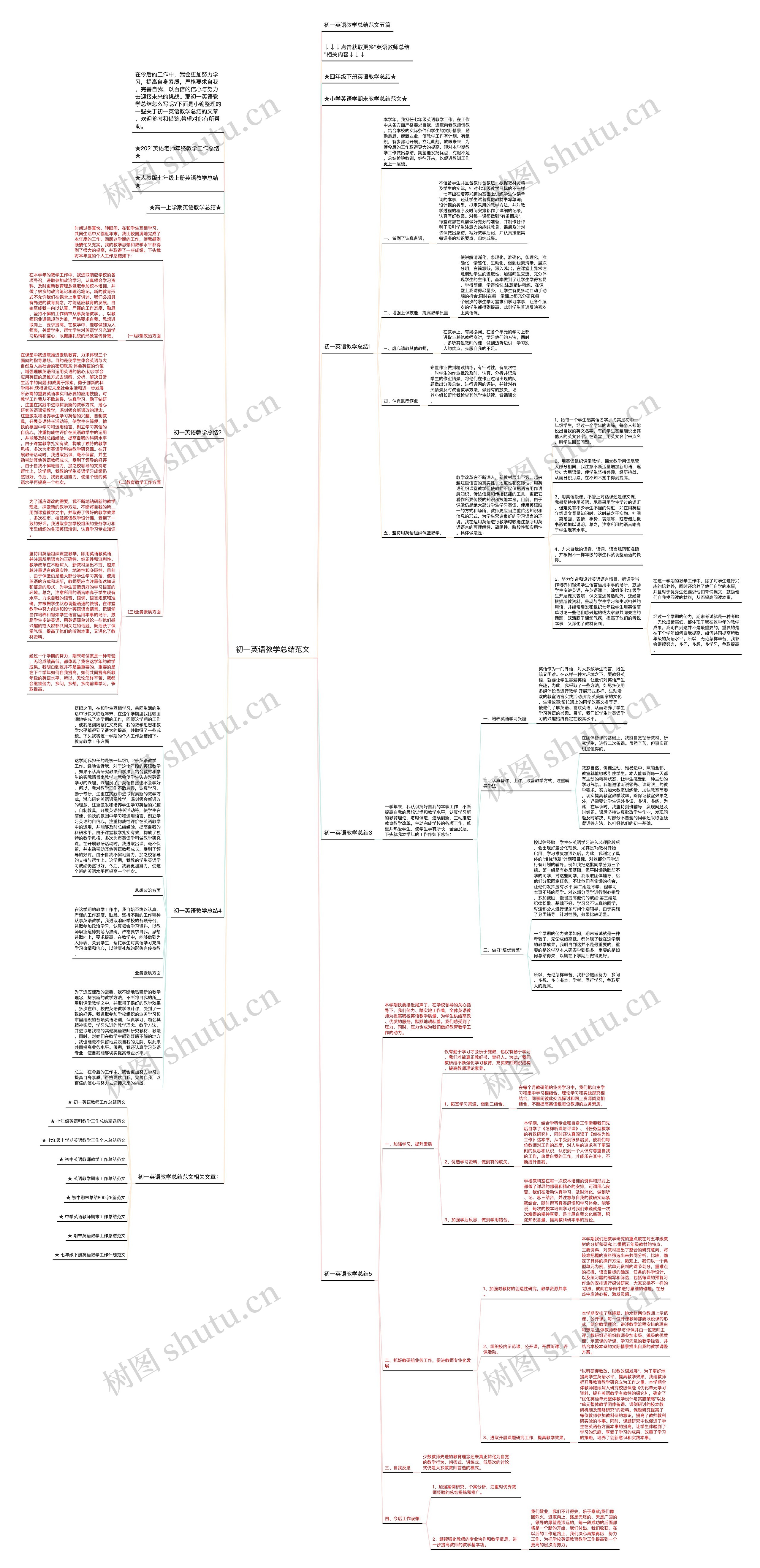 初一英语教学总结范文思维导图