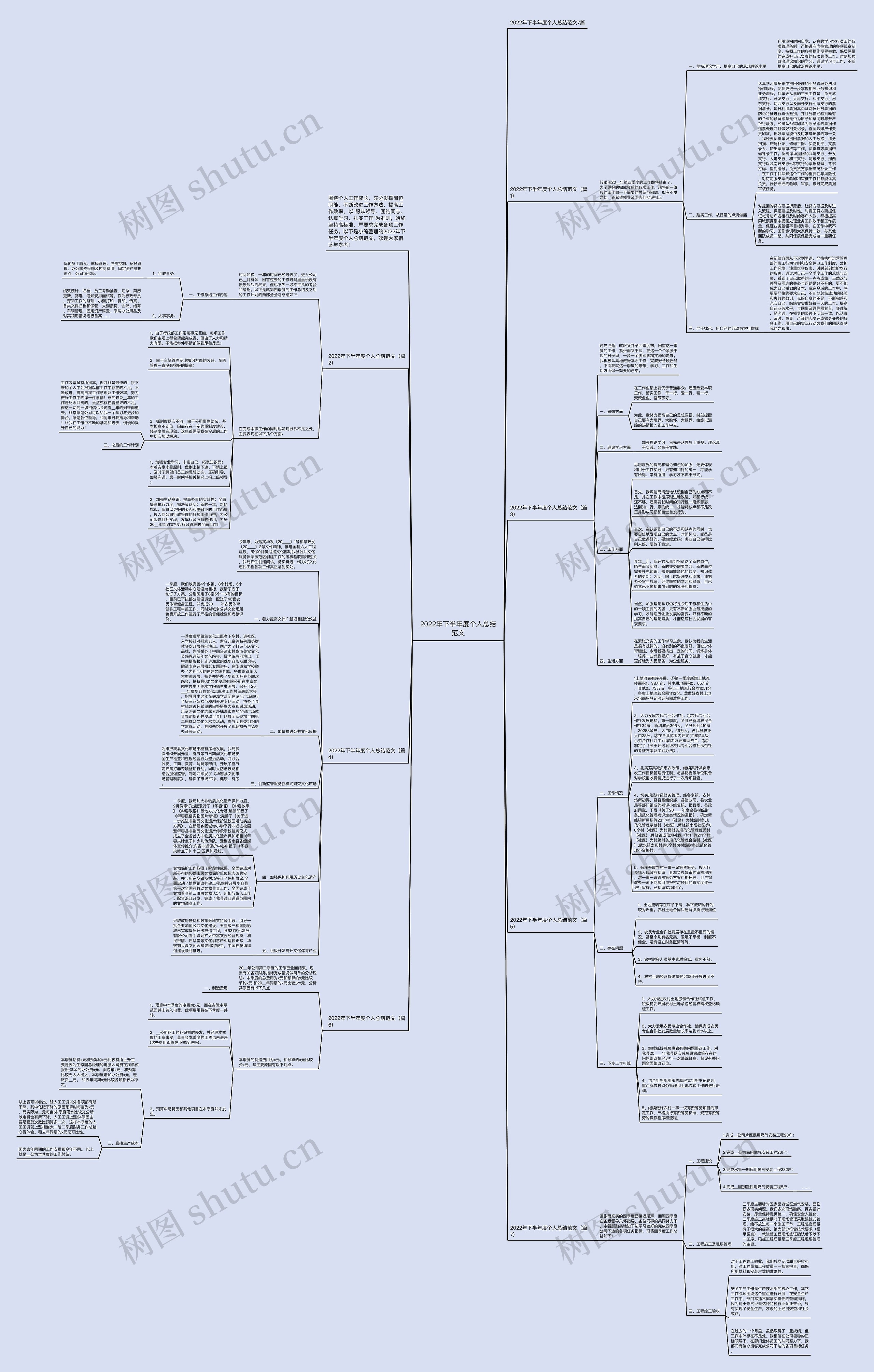 2022年下半年度个人总结范文思维导图