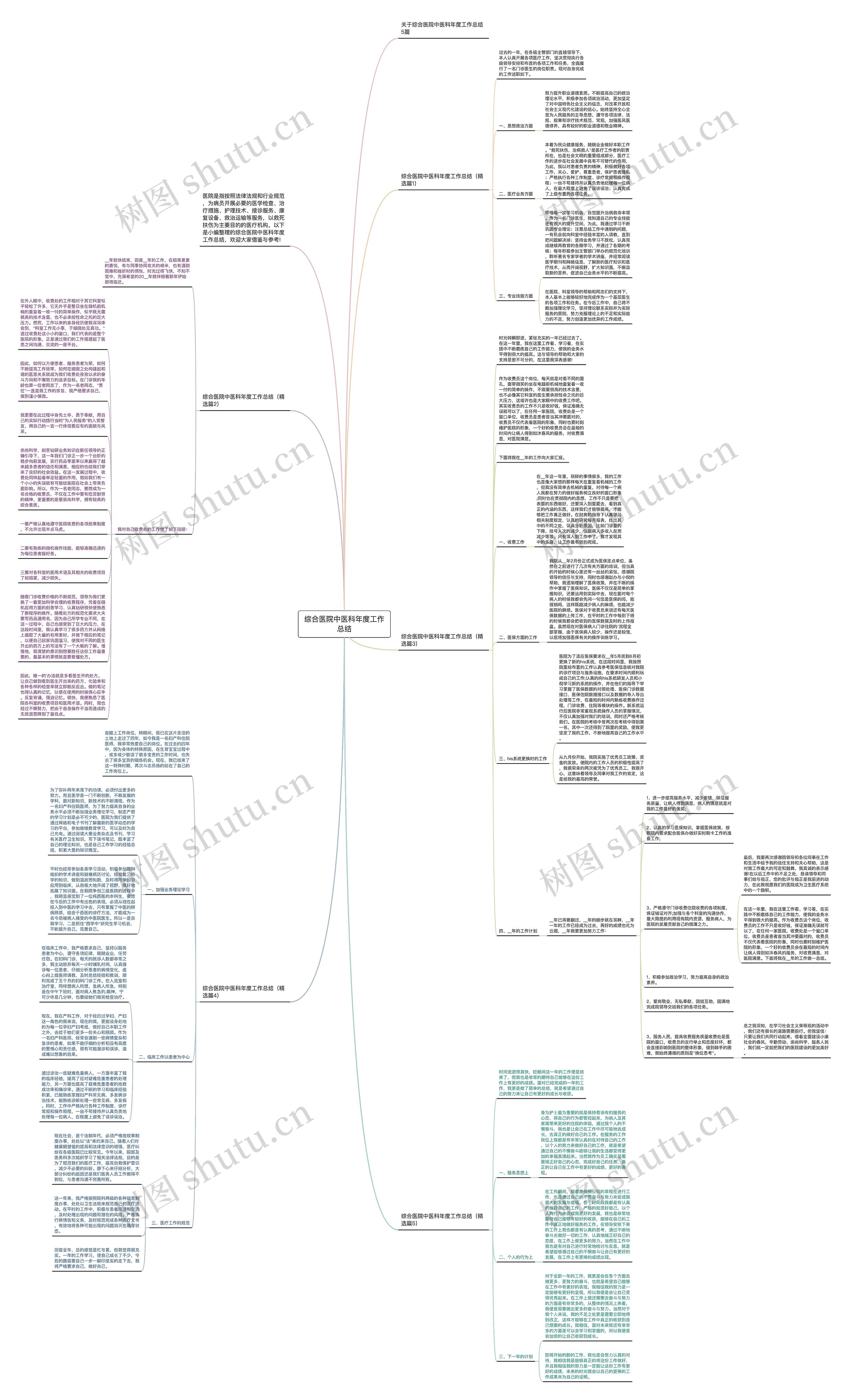 综合医院中医科年度工作总结思维导图