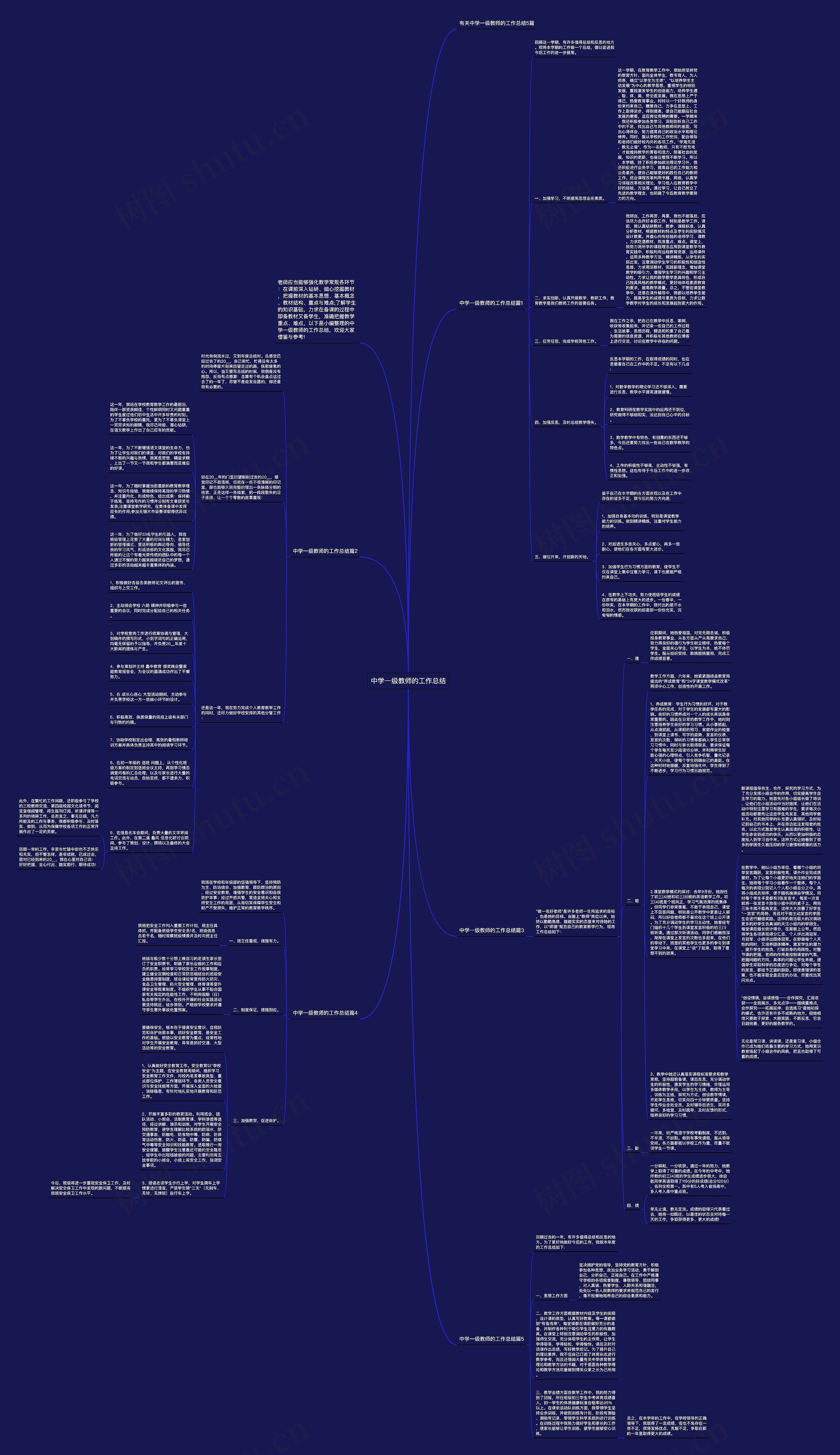 中学一级教师的工作总结思维导图