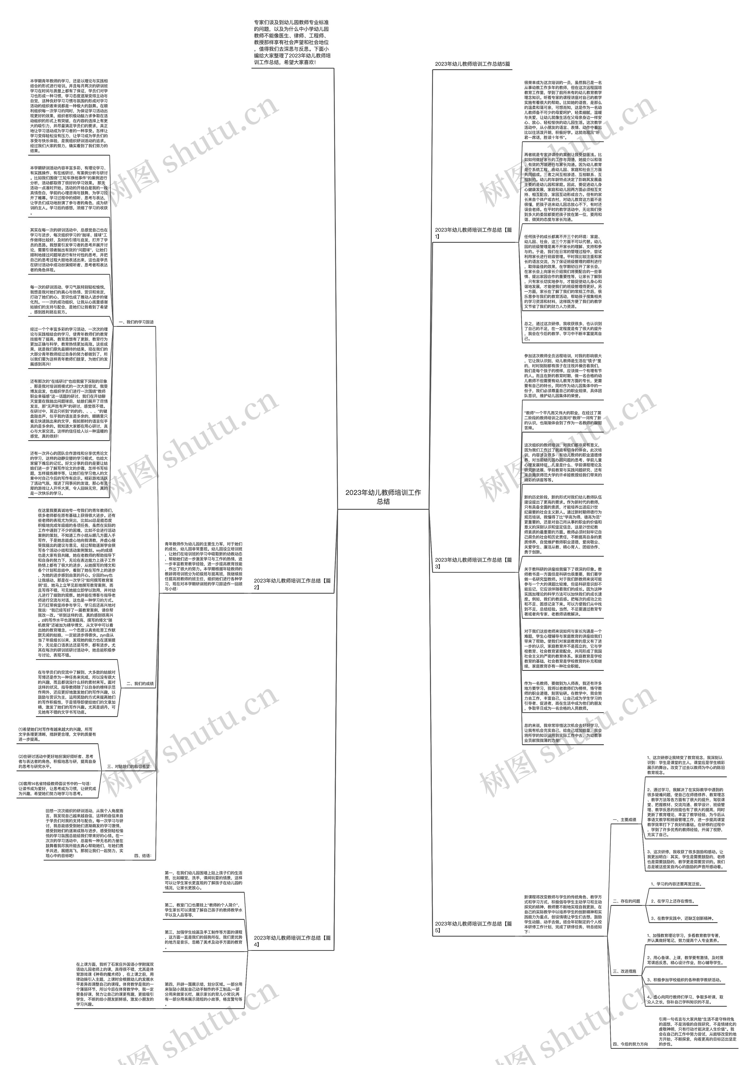 2023年幼儿教师培训工作总结思维导图