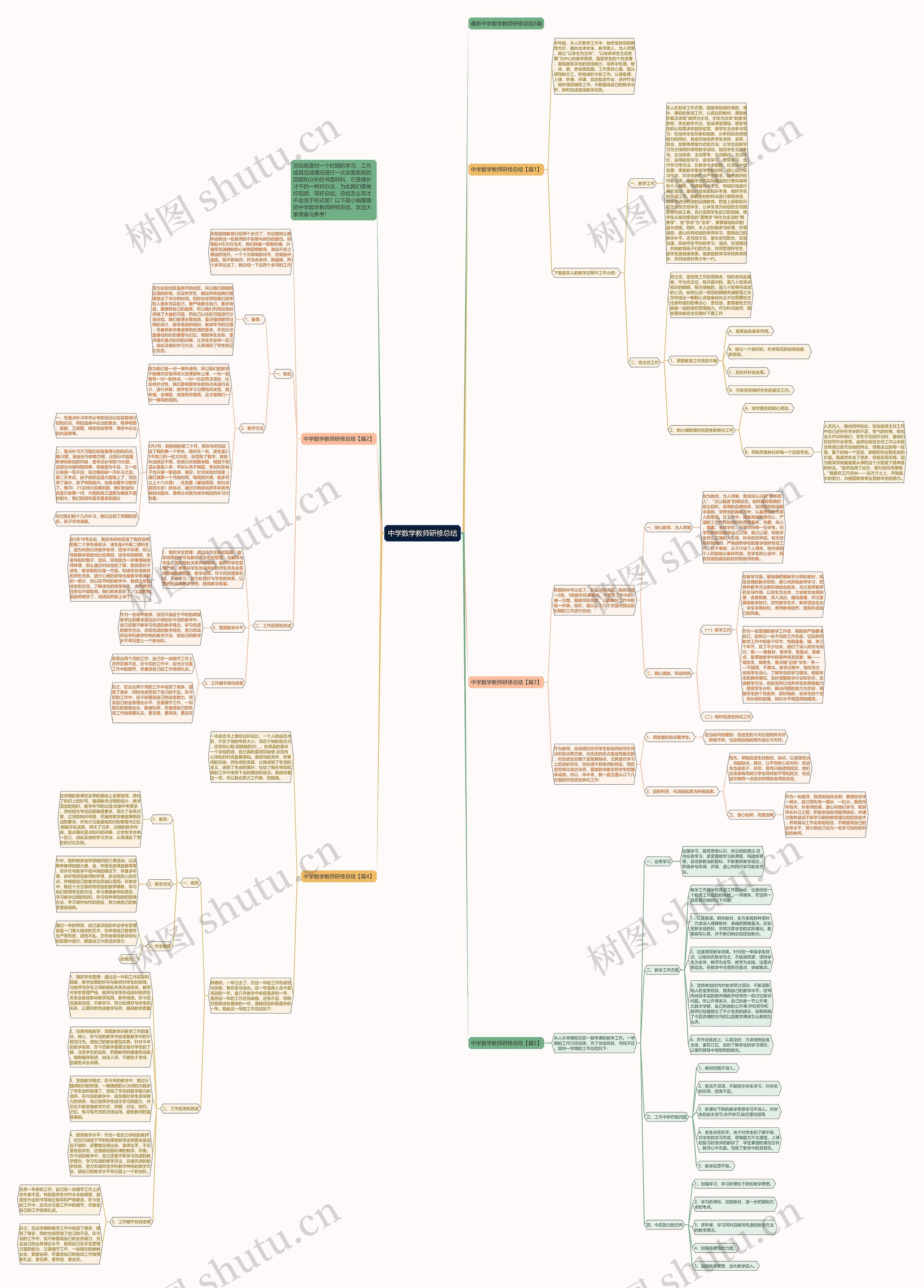 中学数学教师研修总结思维导图