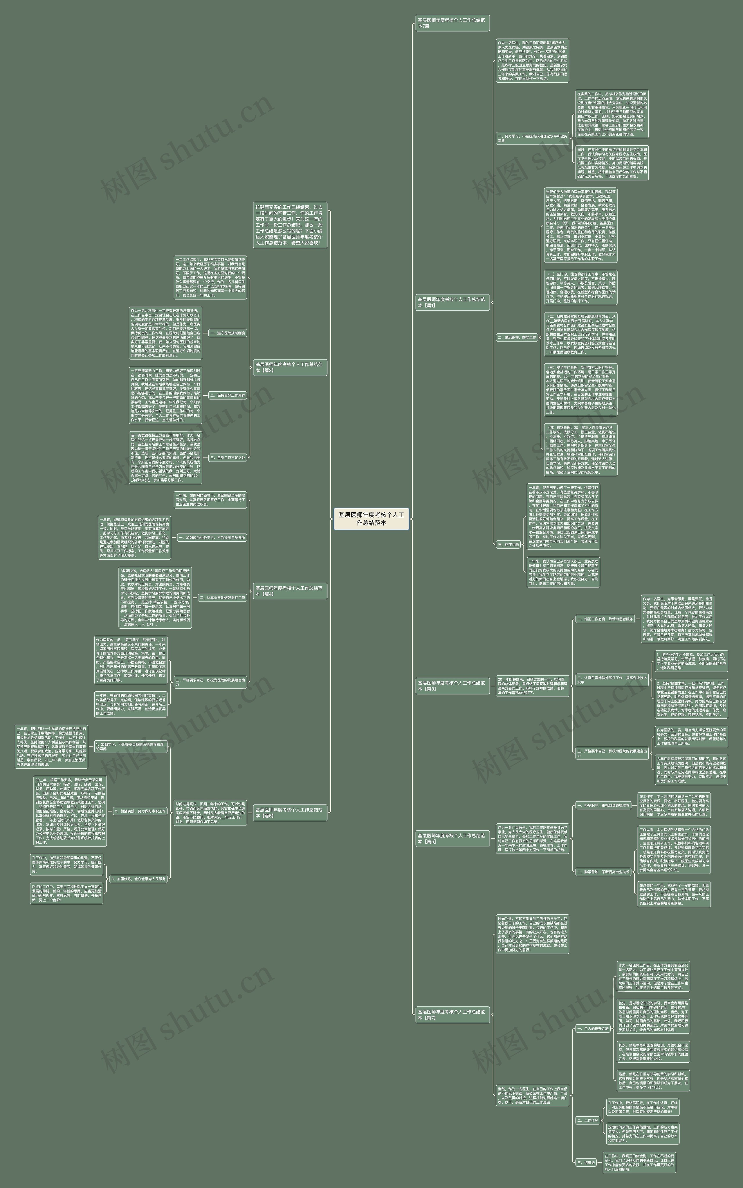基层医师年度考核个人工作总结范本思维导图