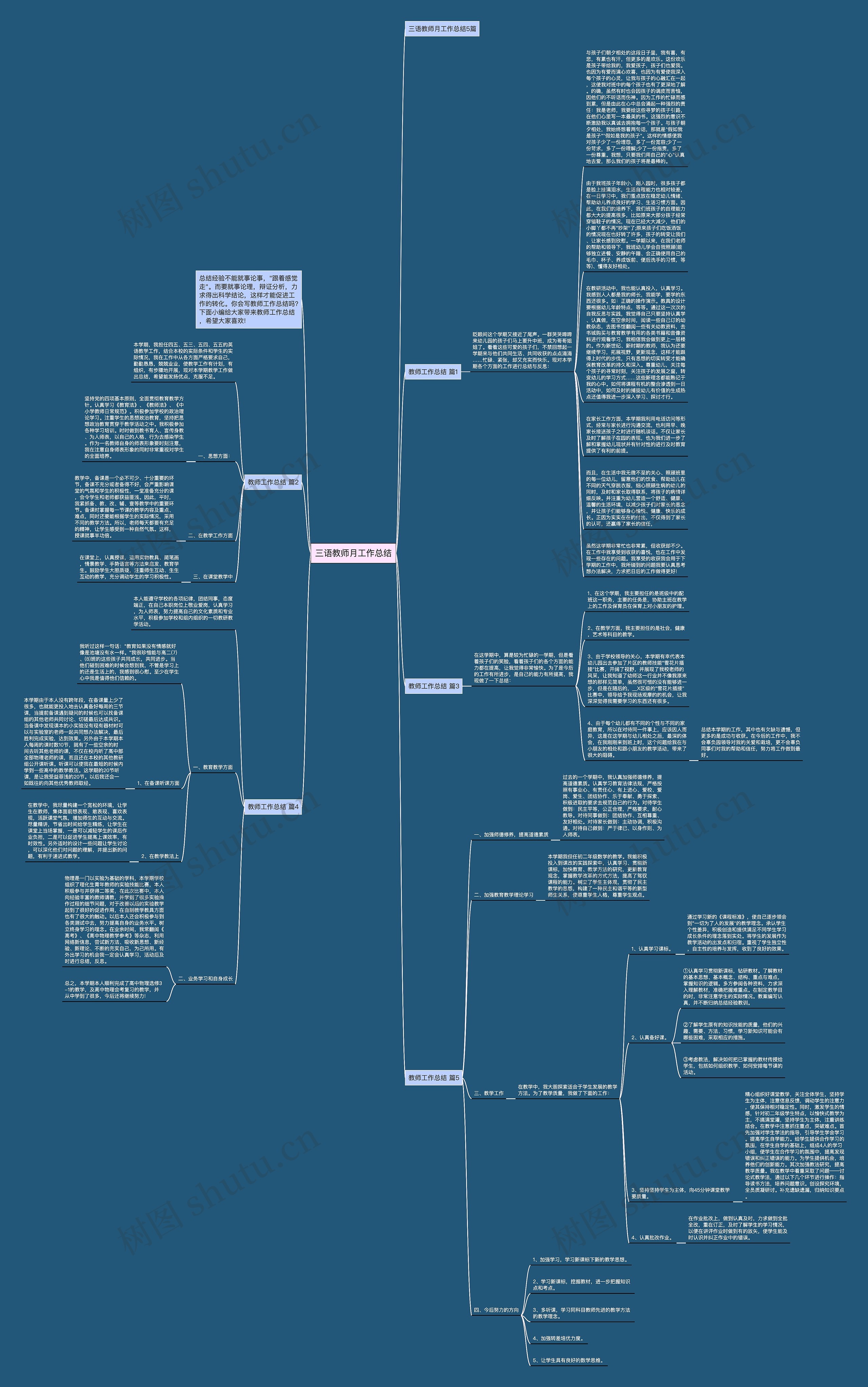 三语教师月工作总结思维导图