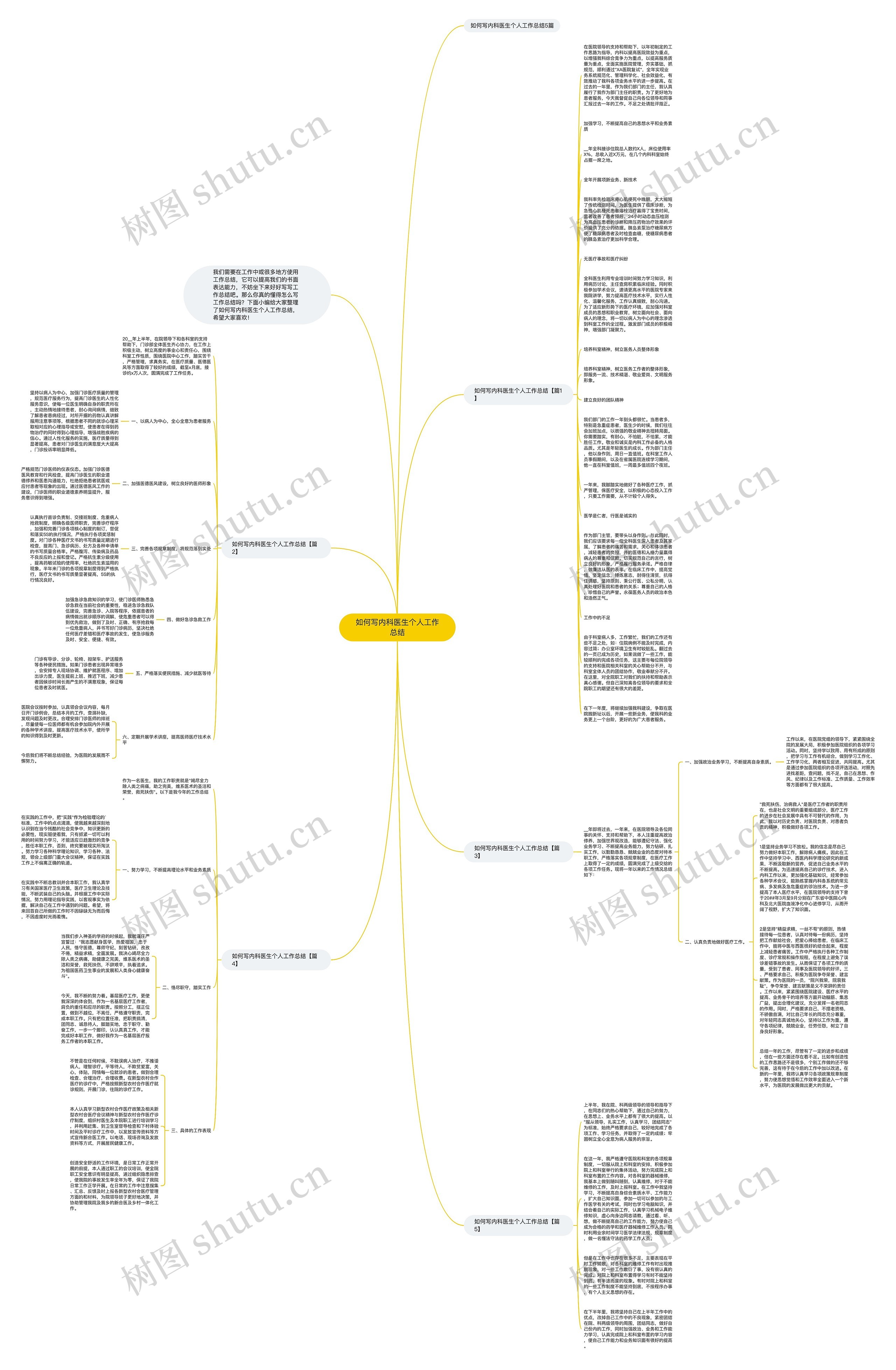 如何写内科医生个人工作总结思维导图