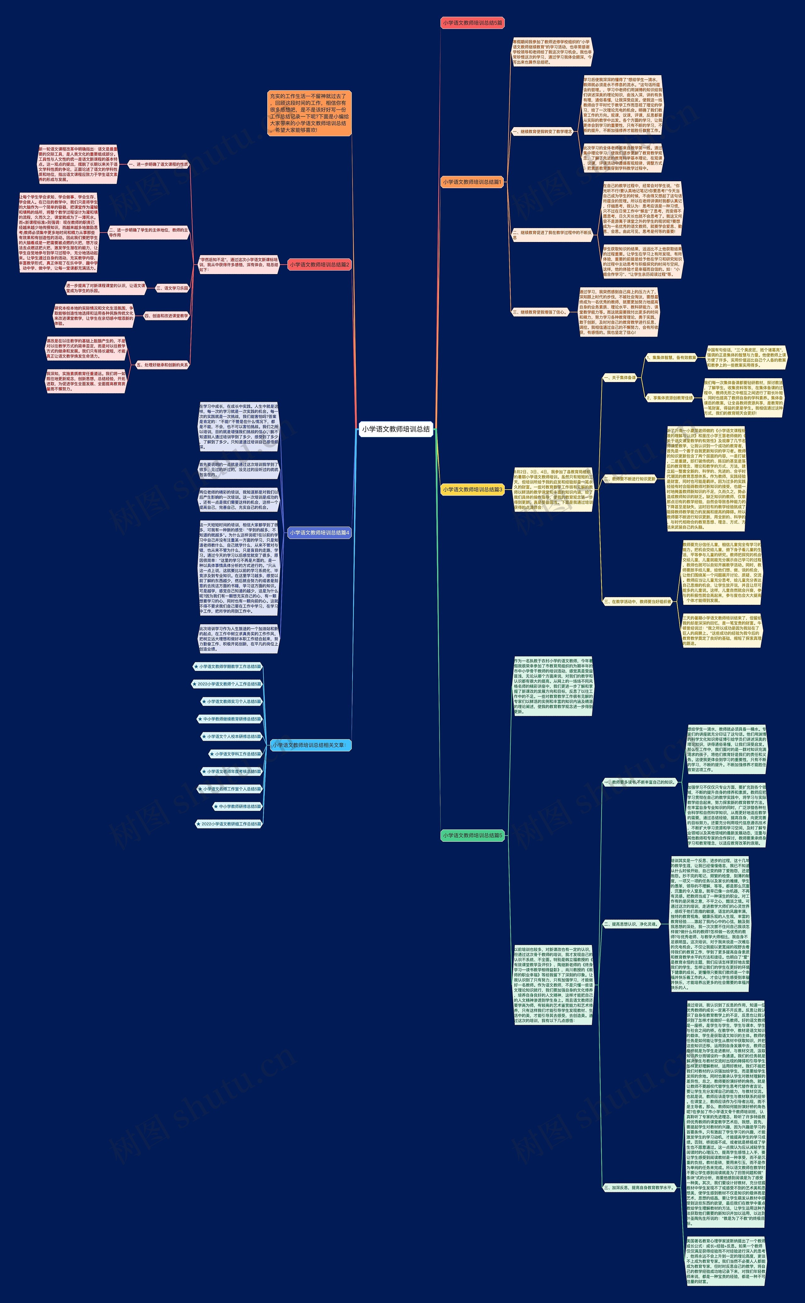 小学语文教师培训总结思维导图