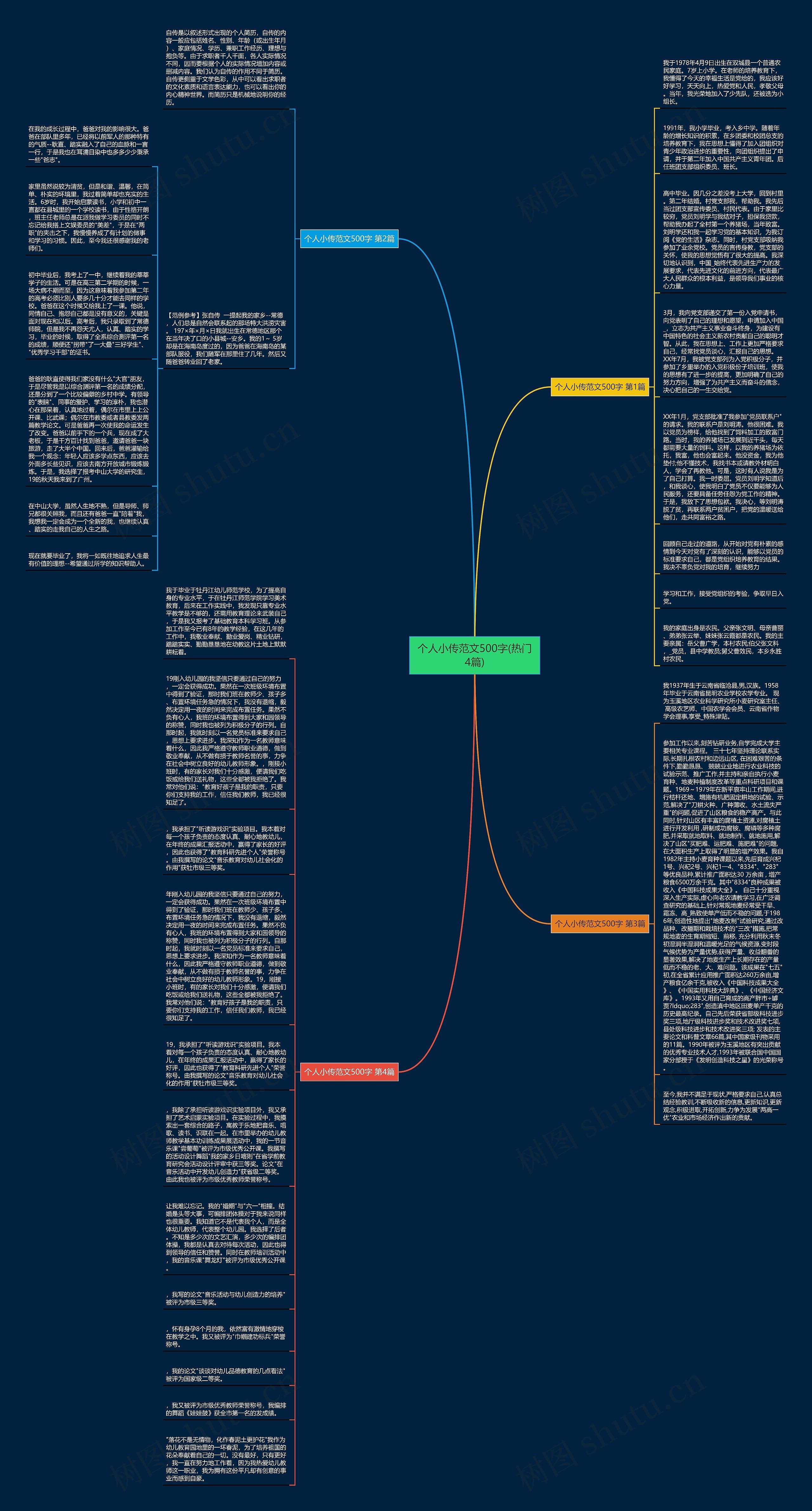 个人小传范文500字(热门4篇)思维导图