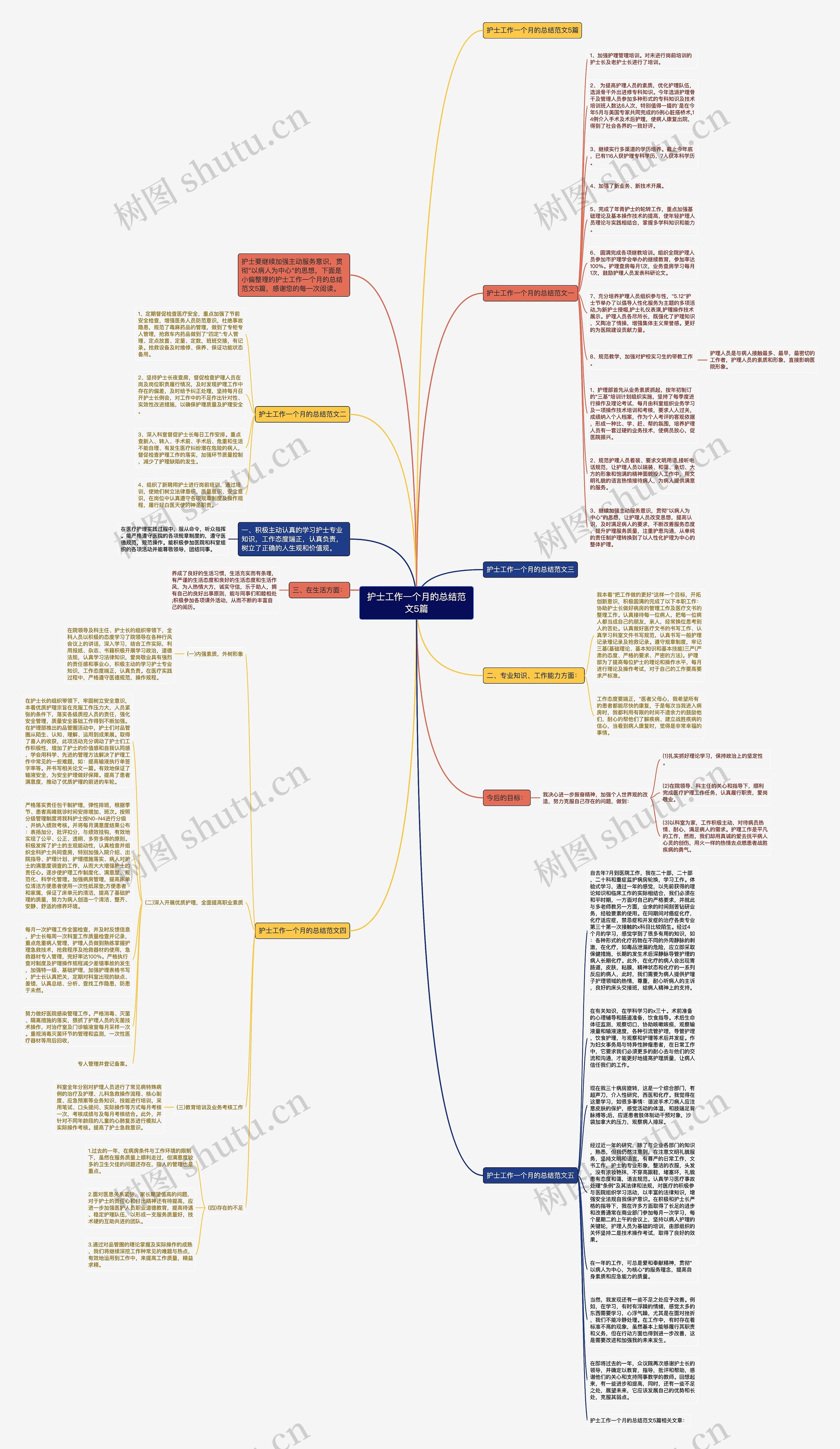 护士工作一个月的总结范文5篇思维导图