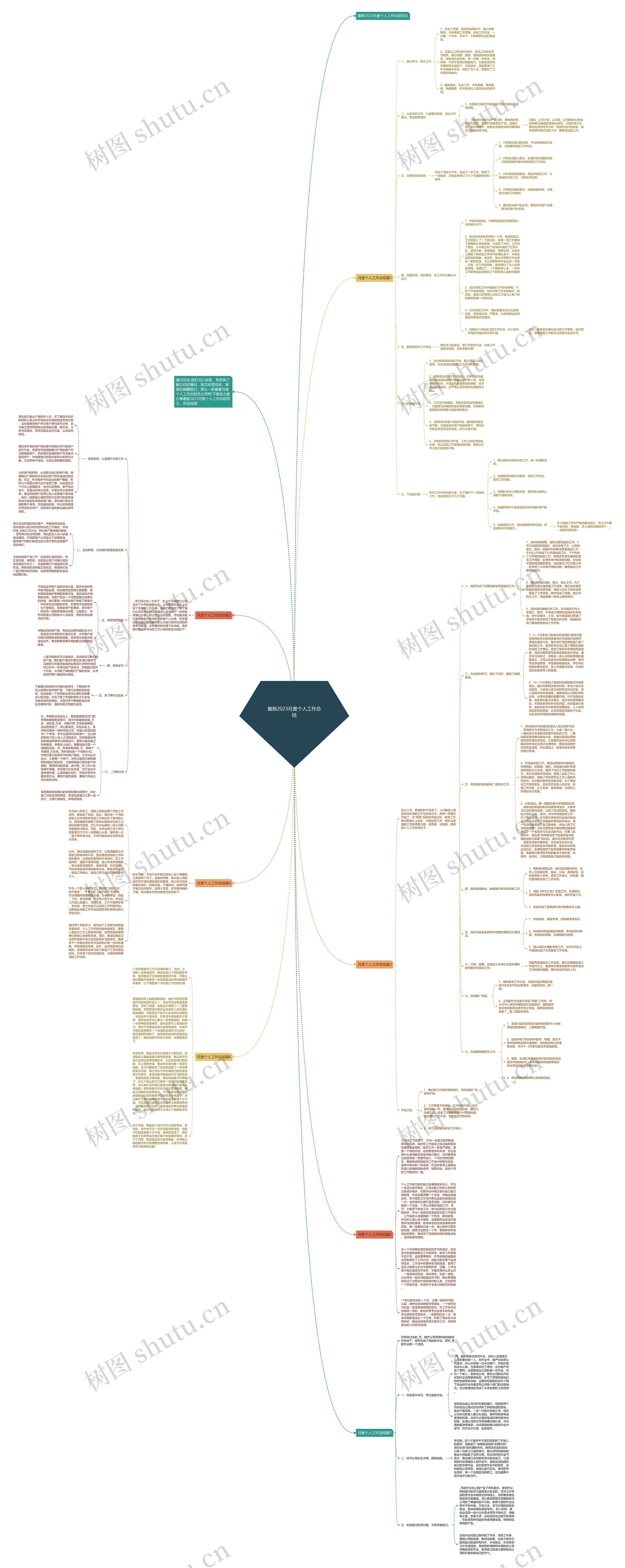 最新2023月度个人工作总结思维导图