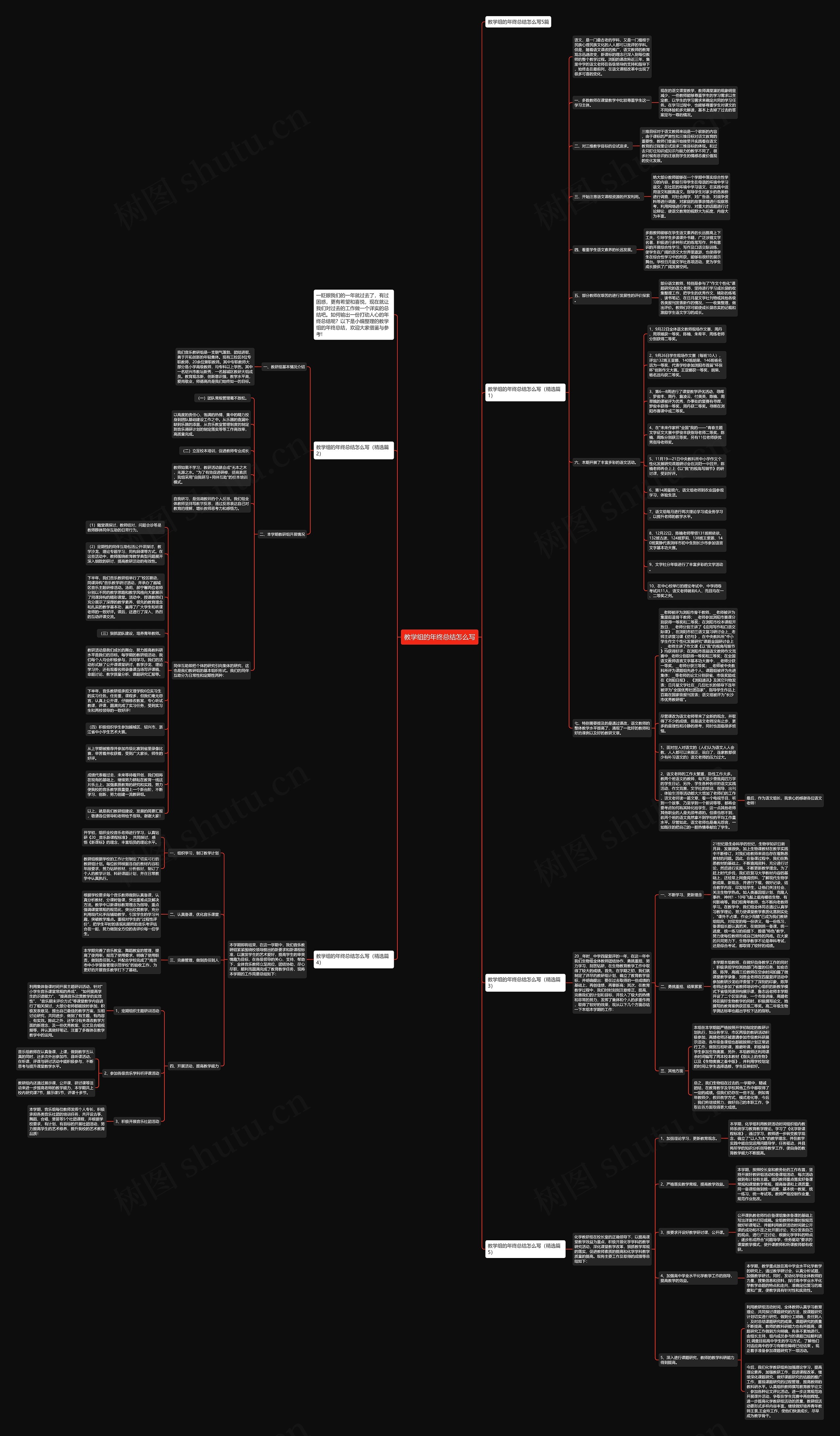 教学组的年终总结怎么写思维导图