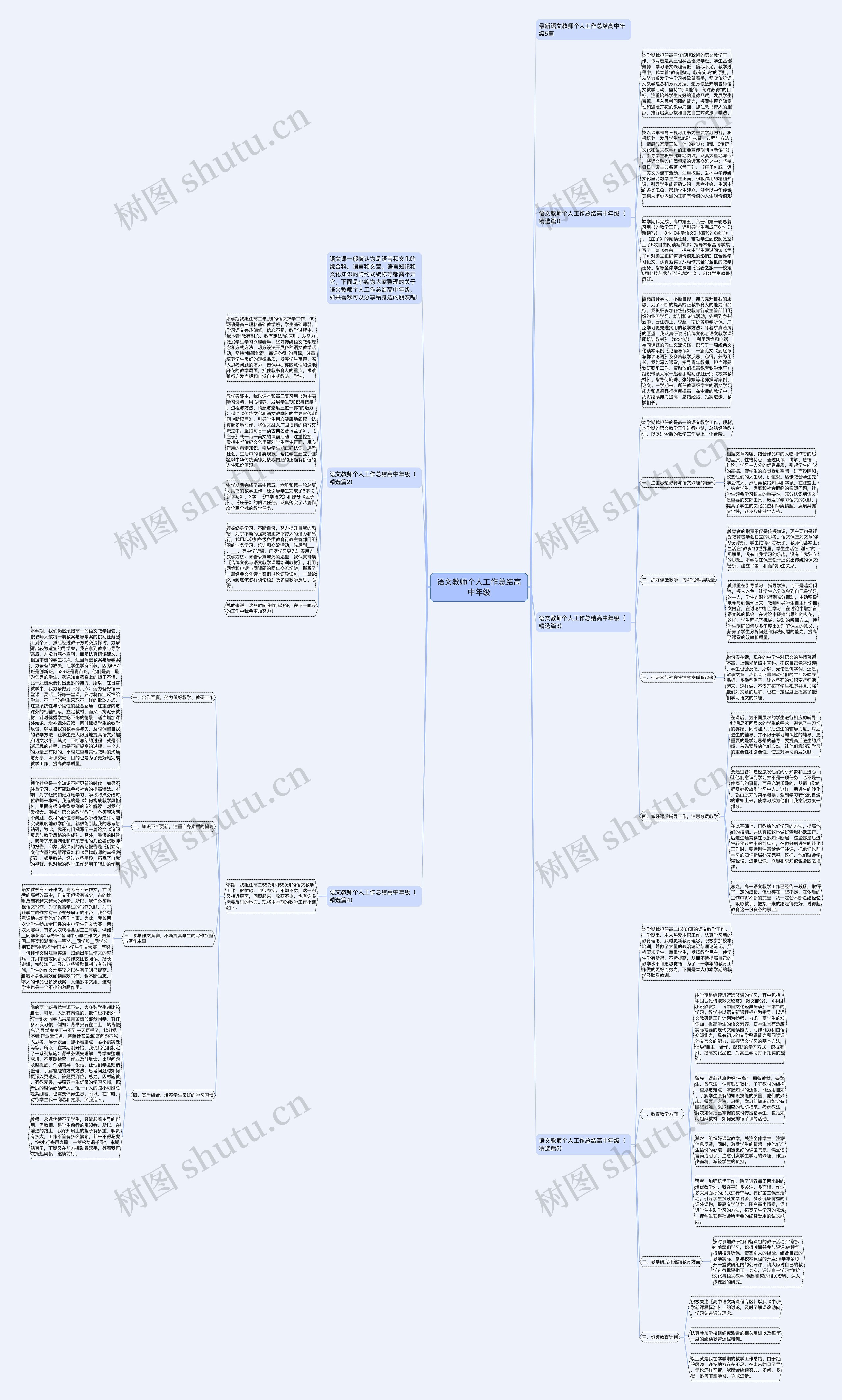 语文教师个人工作总结高中年级思维导图