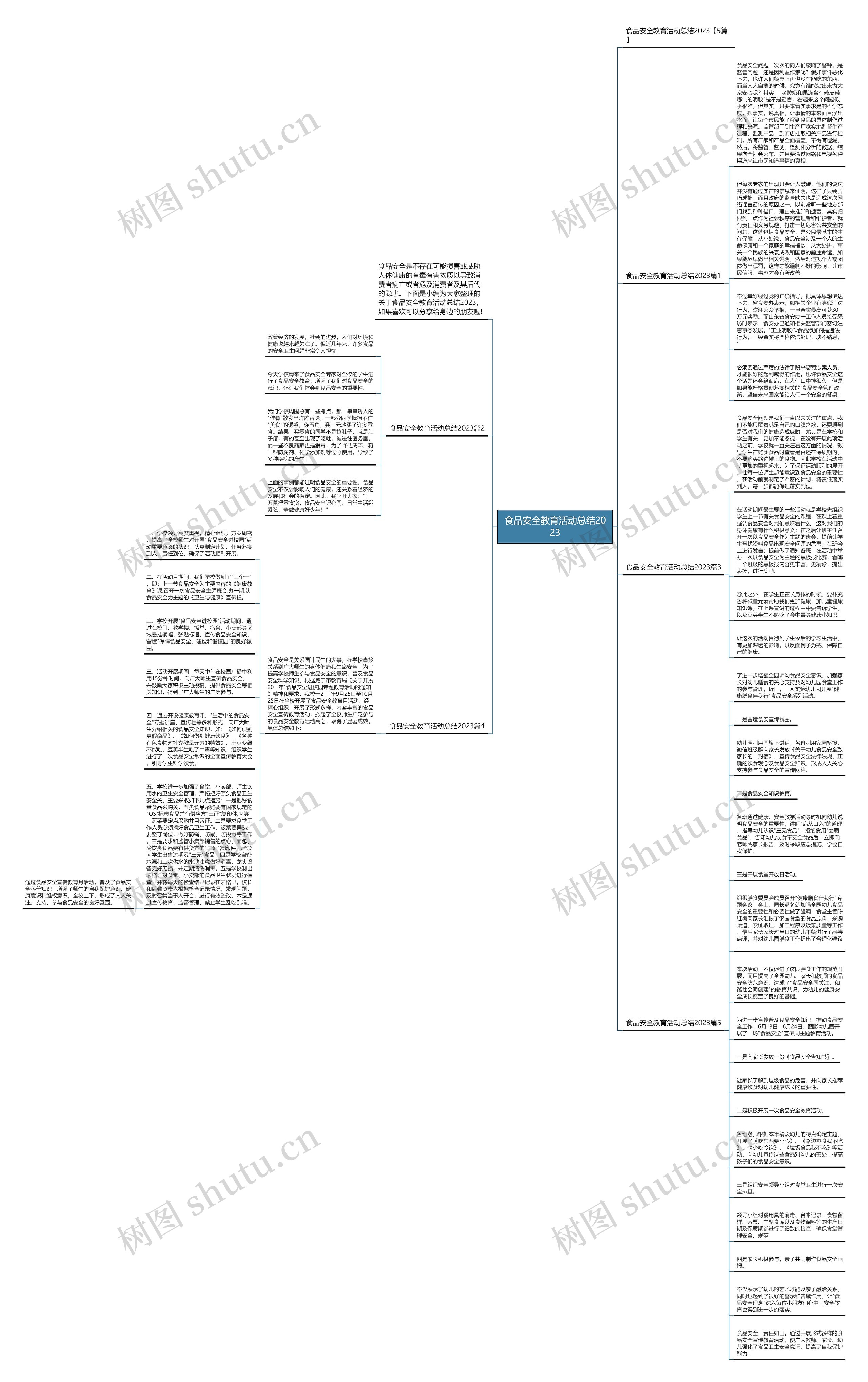 食品安全教育活动总结2023思维导图