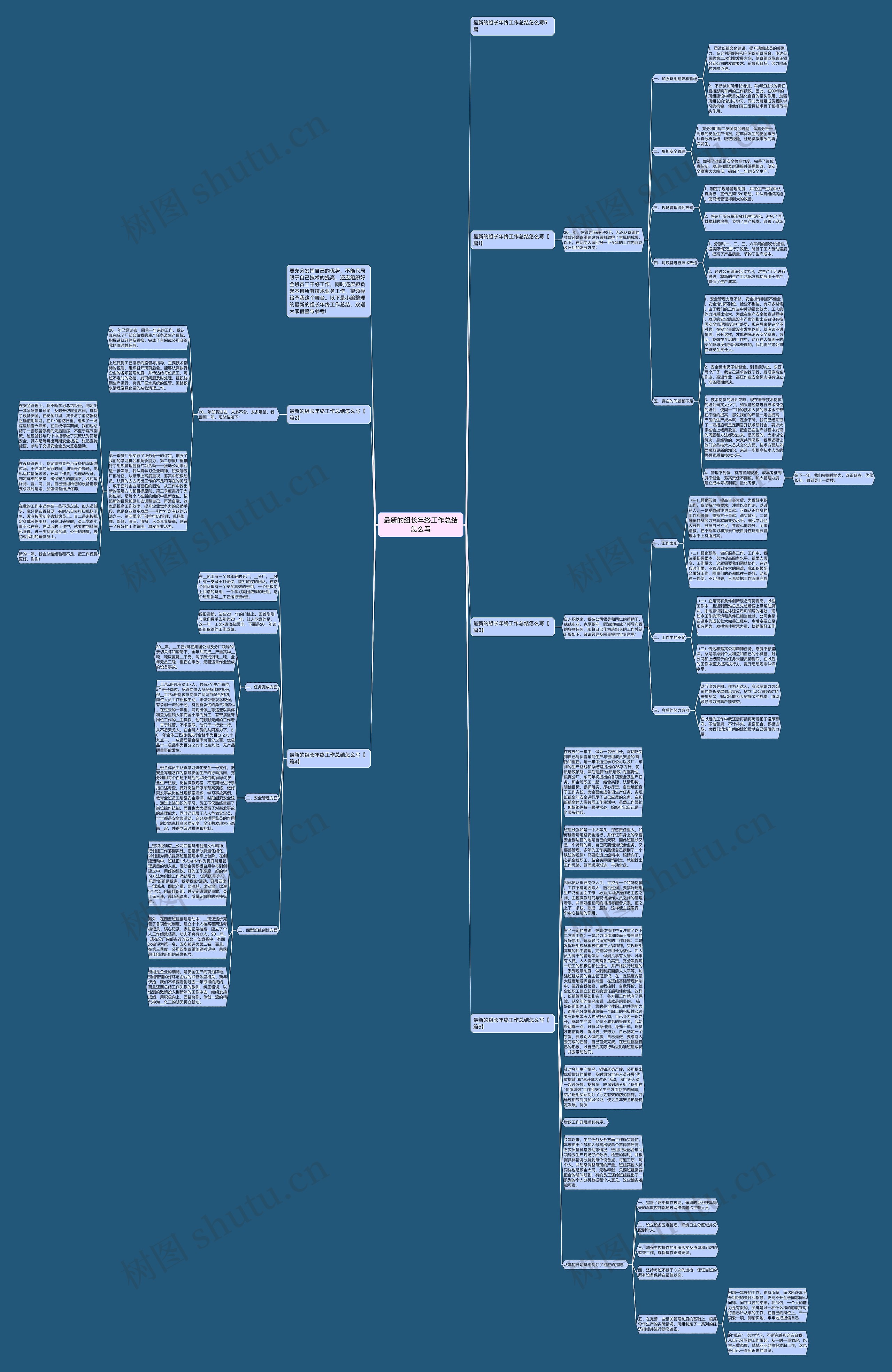 最新的组长年终工作总结怎么写思维导图