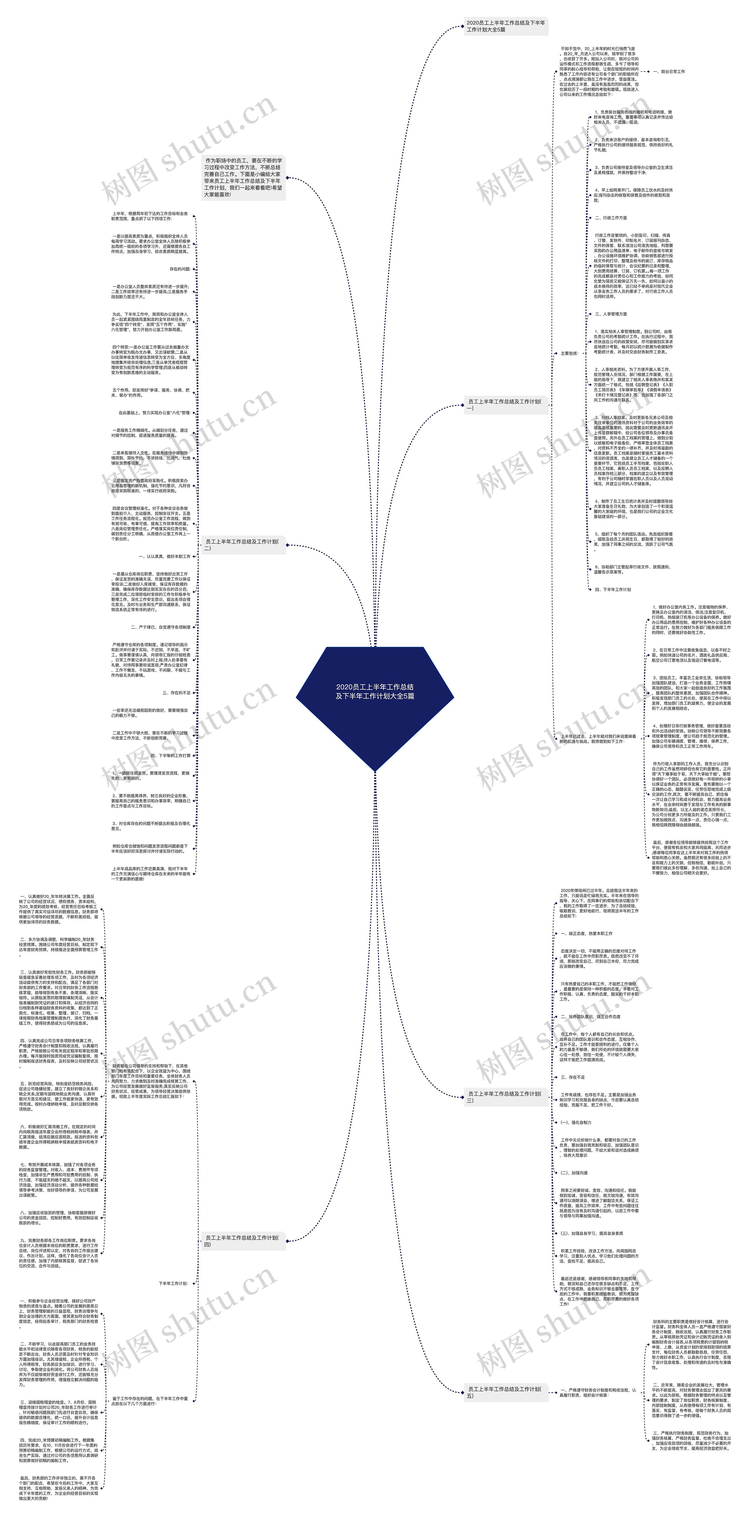 2020员工上半年工作总结及下半年工作计划大全5篇思维导图