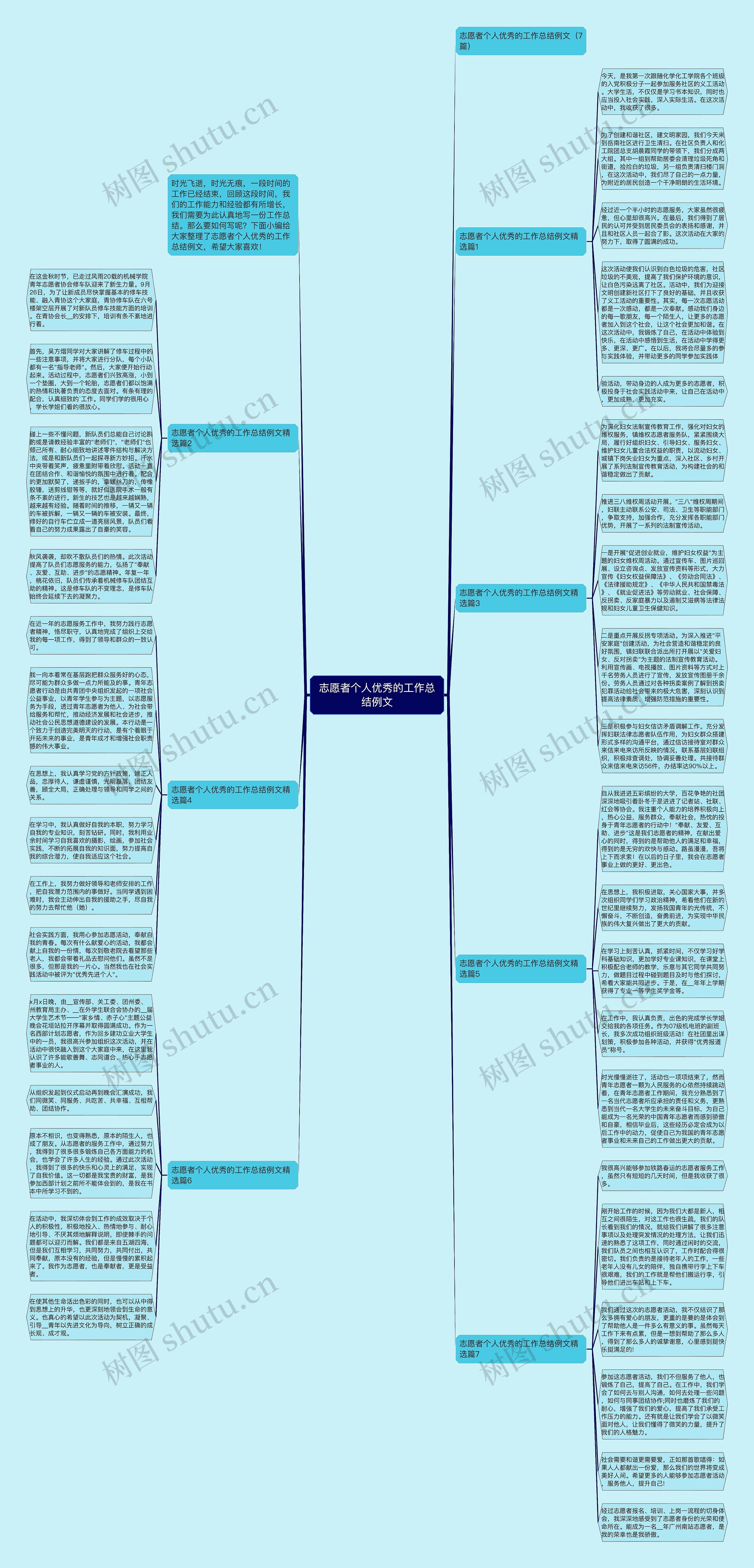 志愿者个人优秀的工作总结例文思维导图