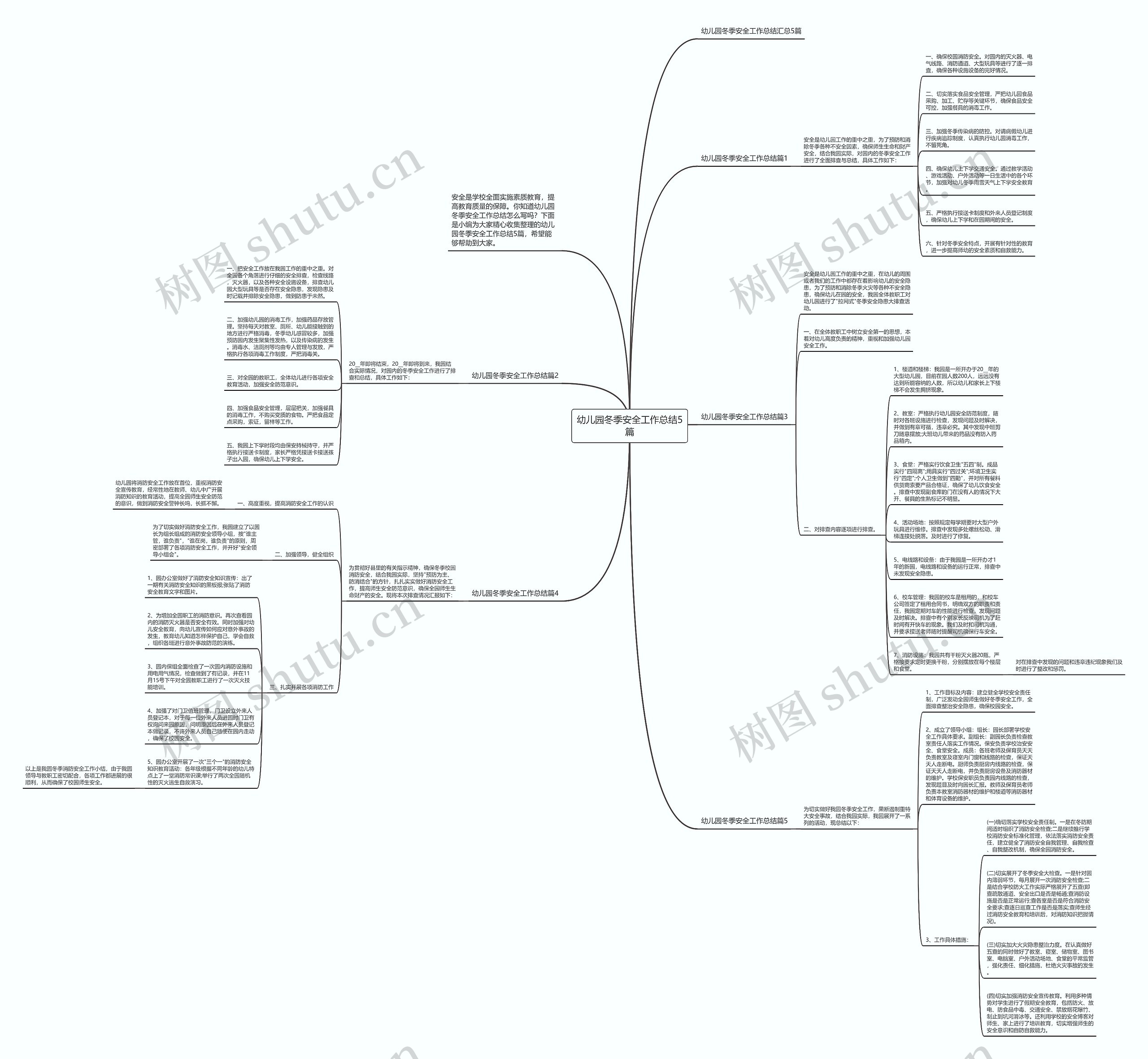 幼儿园冬季安全工作总结5篇思维导图