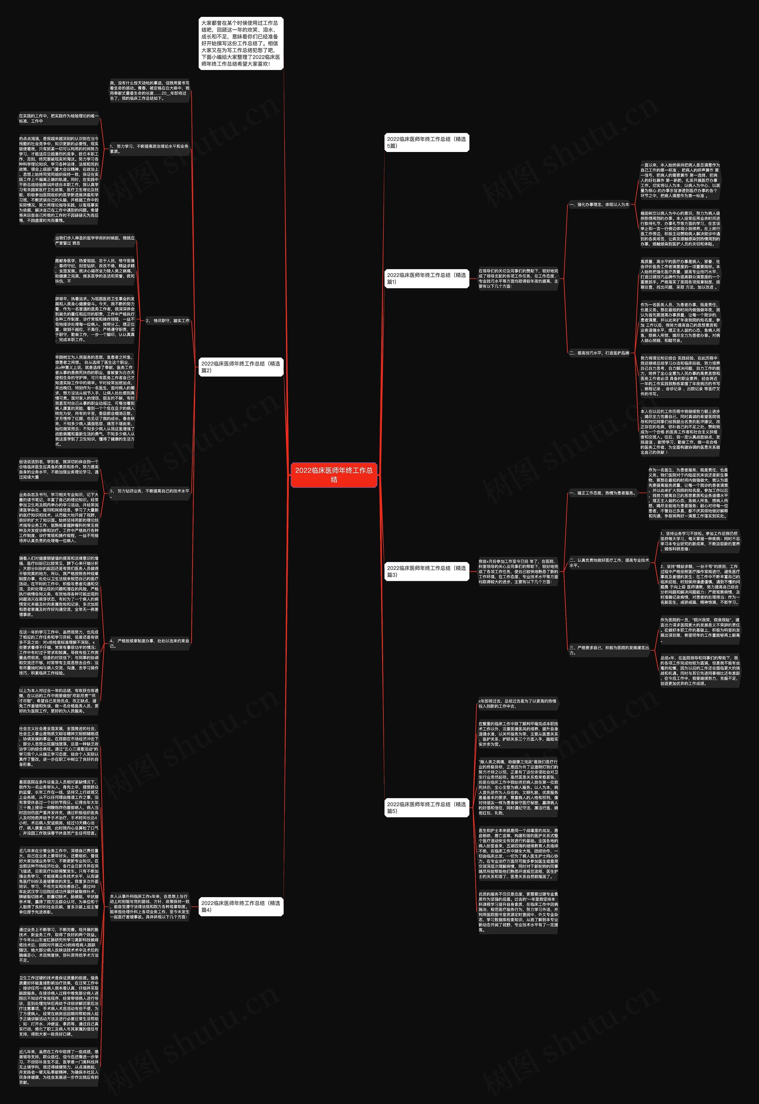 2022临床医师年终工作总结思维导图