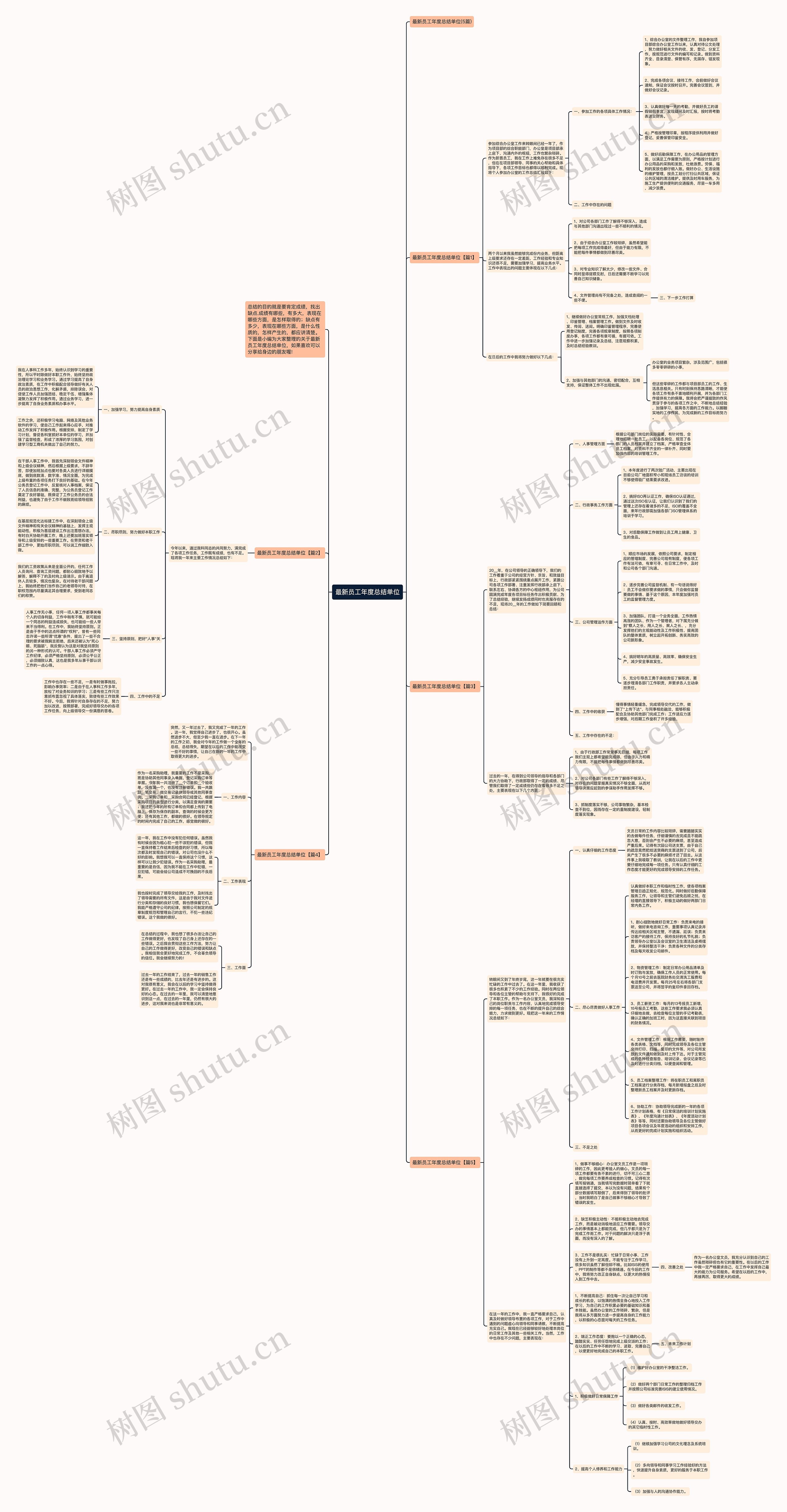 最新员工年度总结单位思维导图