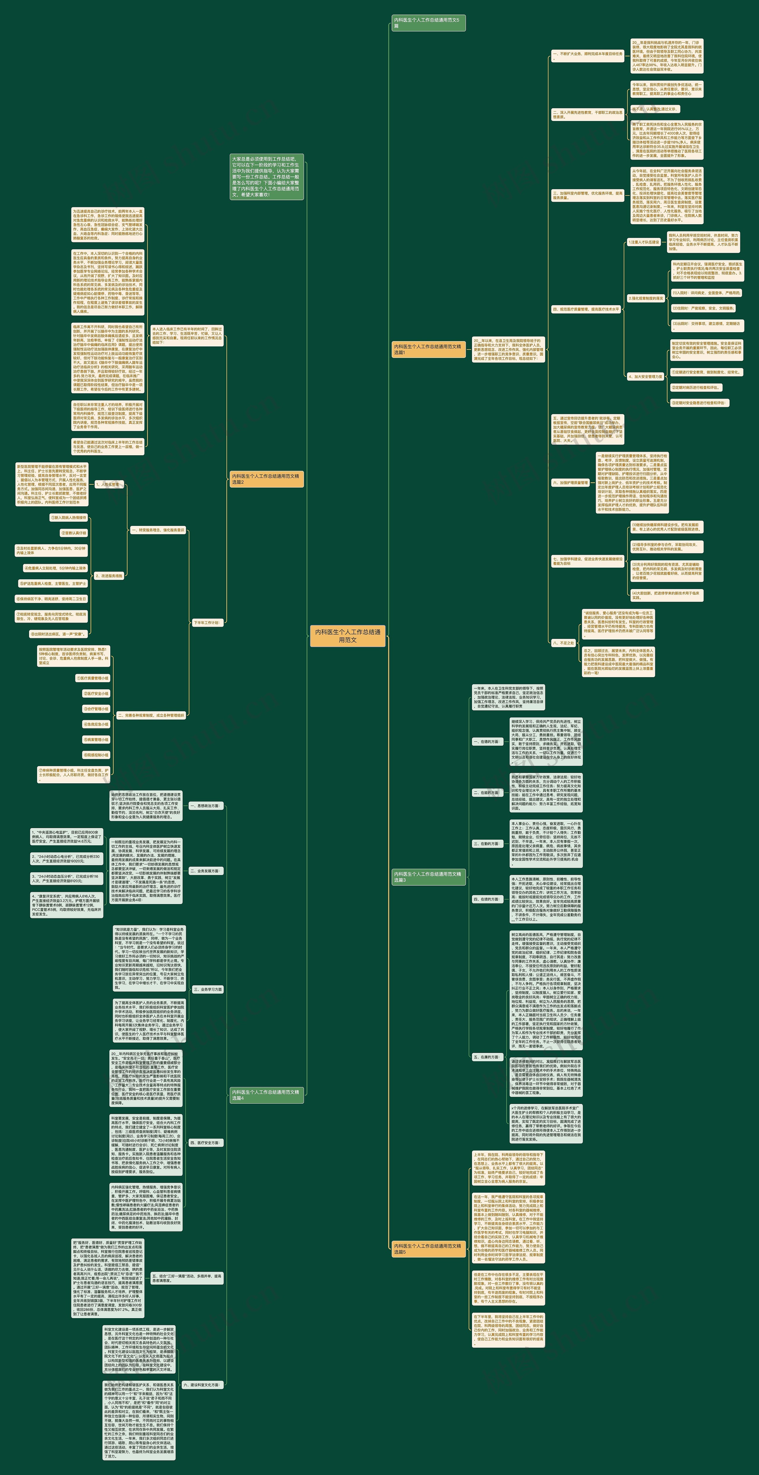 内科医生个人工作总结通用范文思维导图