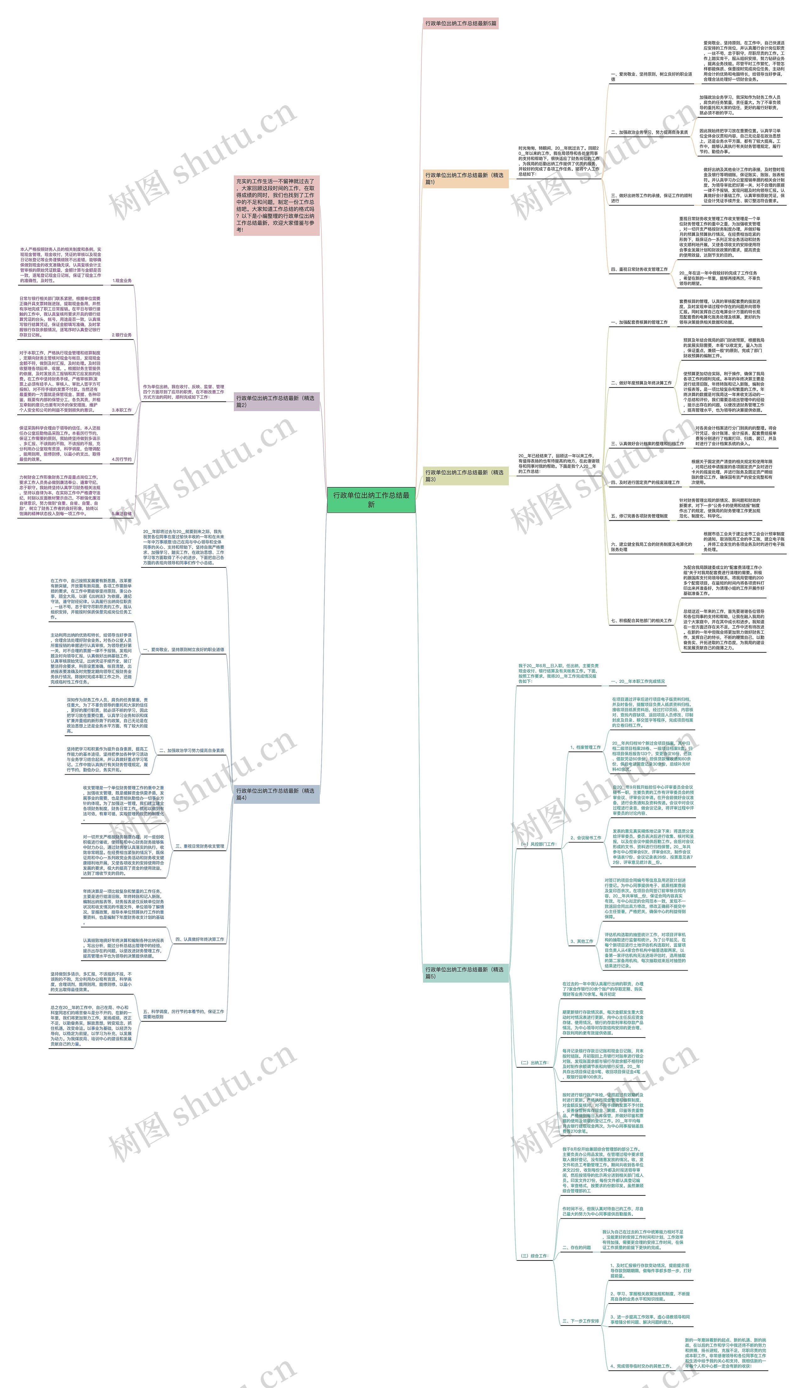 行政单位出纳工作总结最新思维导图