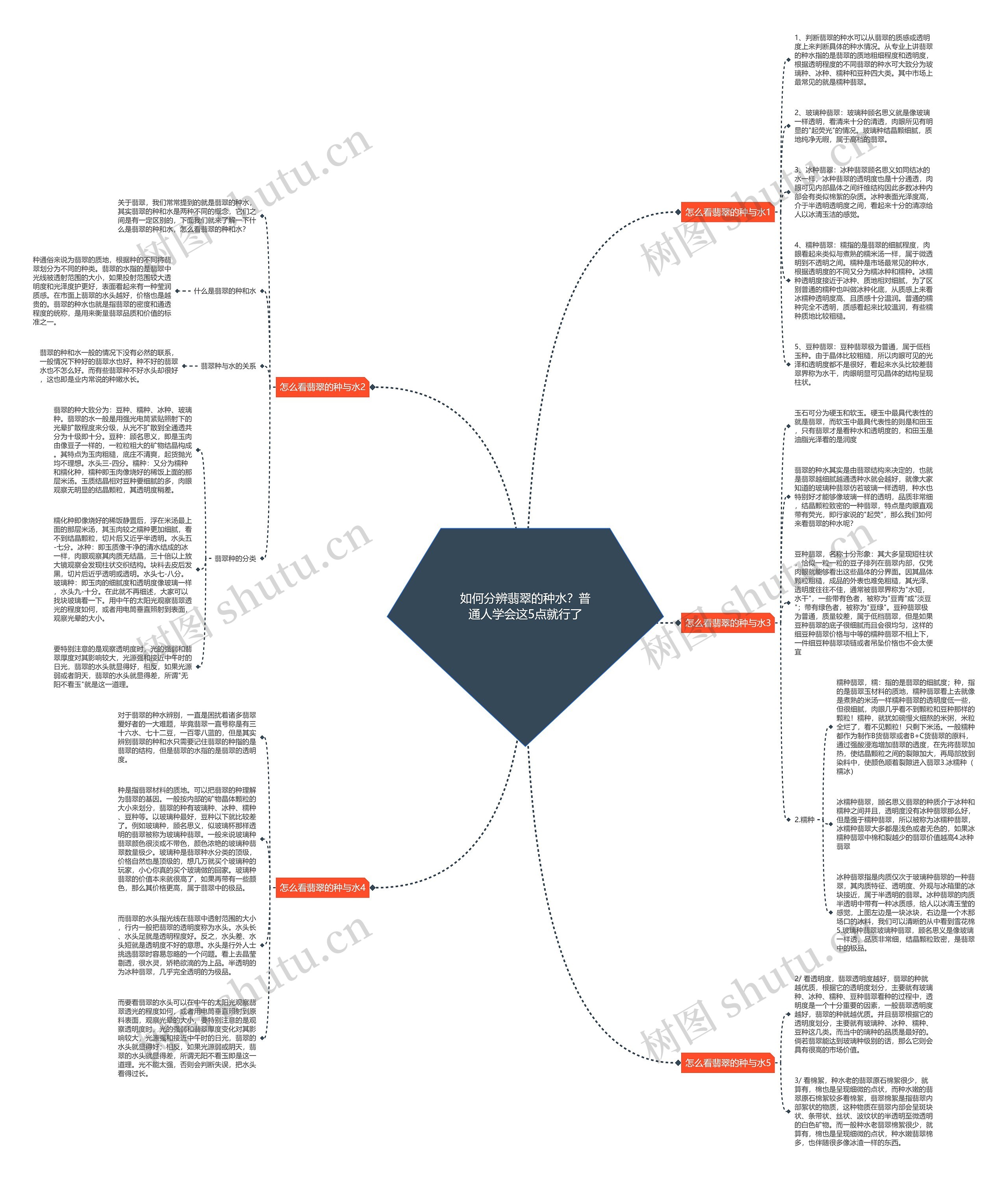 如何分辨翡翠的种水？普通人学会这5点就行了思维导图