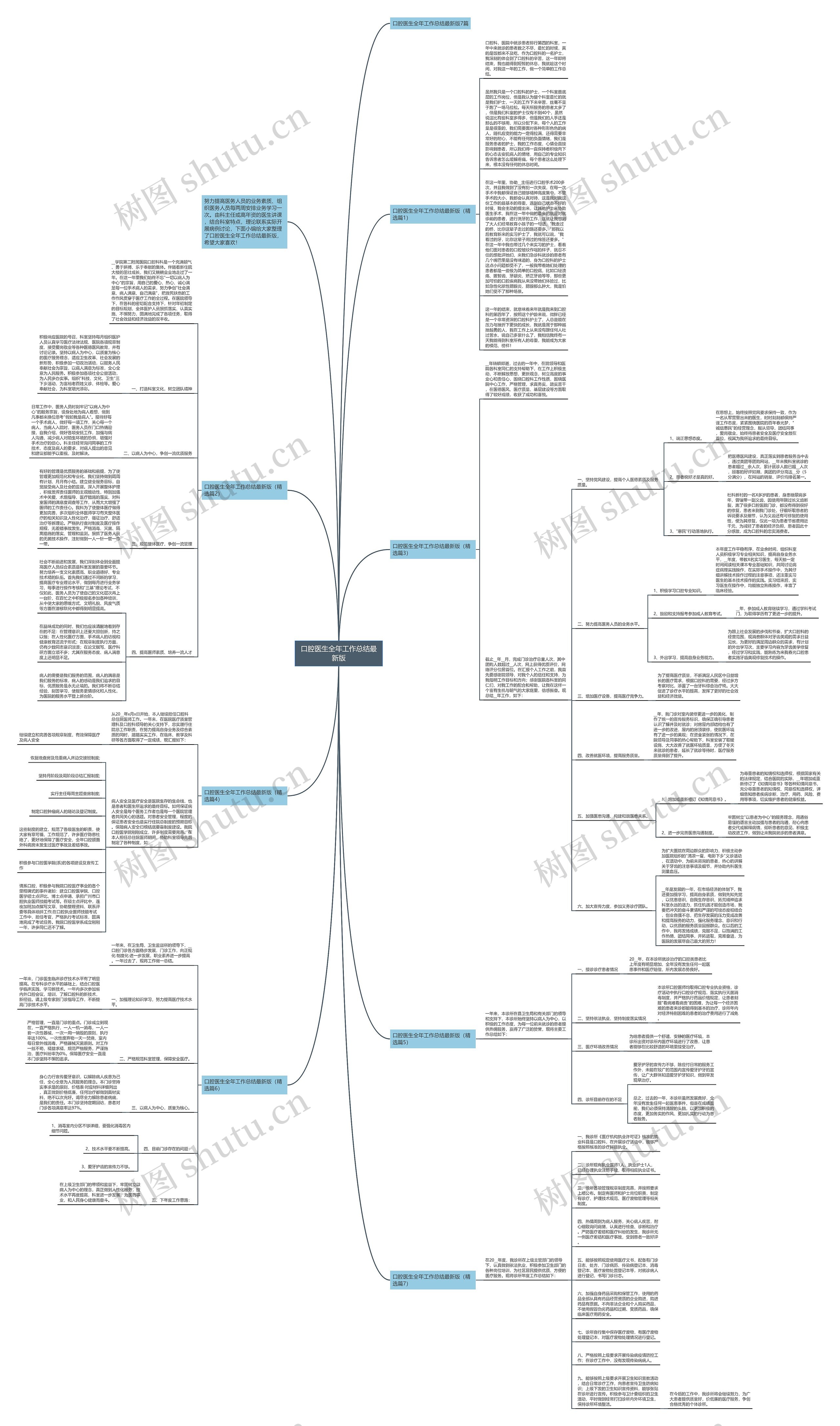 口腔医生全年工作总结最新版思维导图