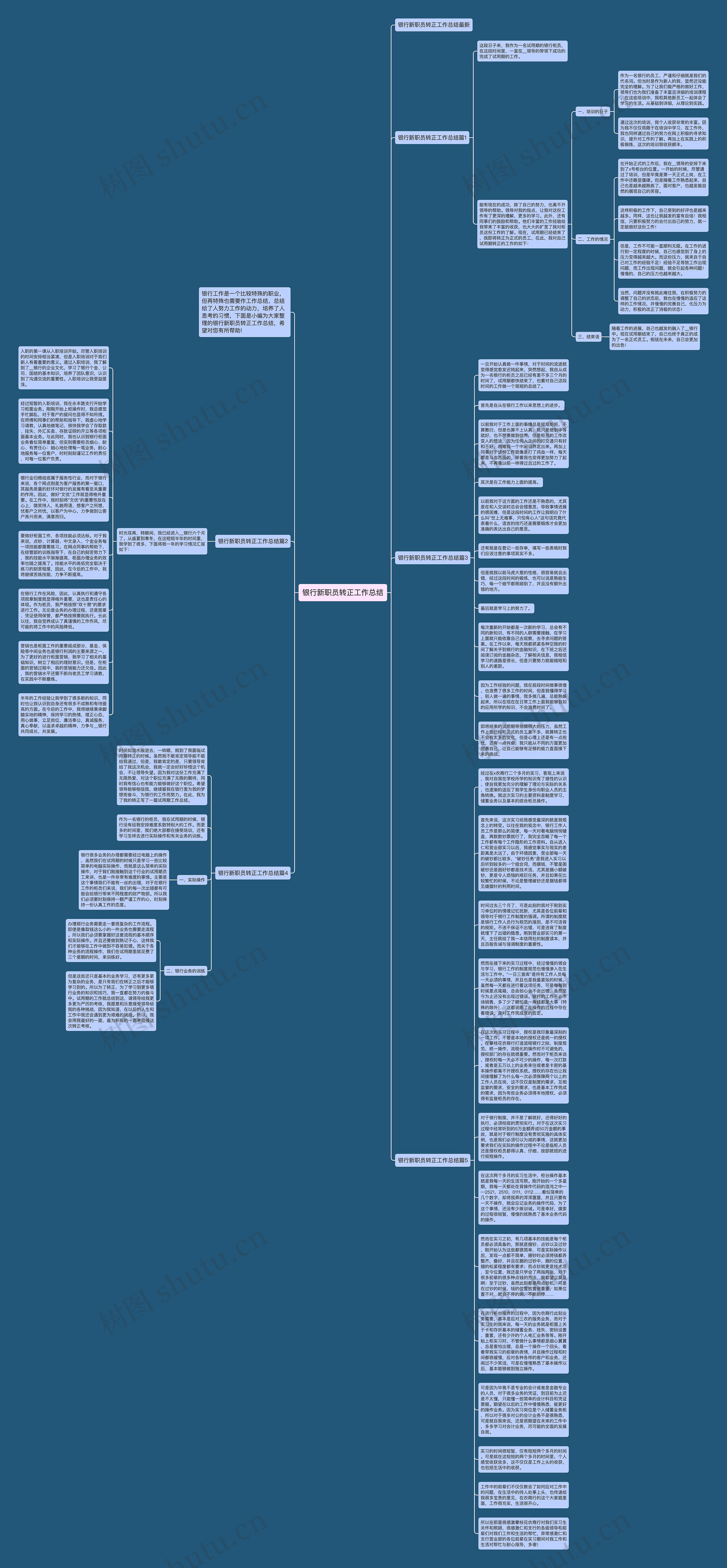银行新职员转正工作总结思维导图