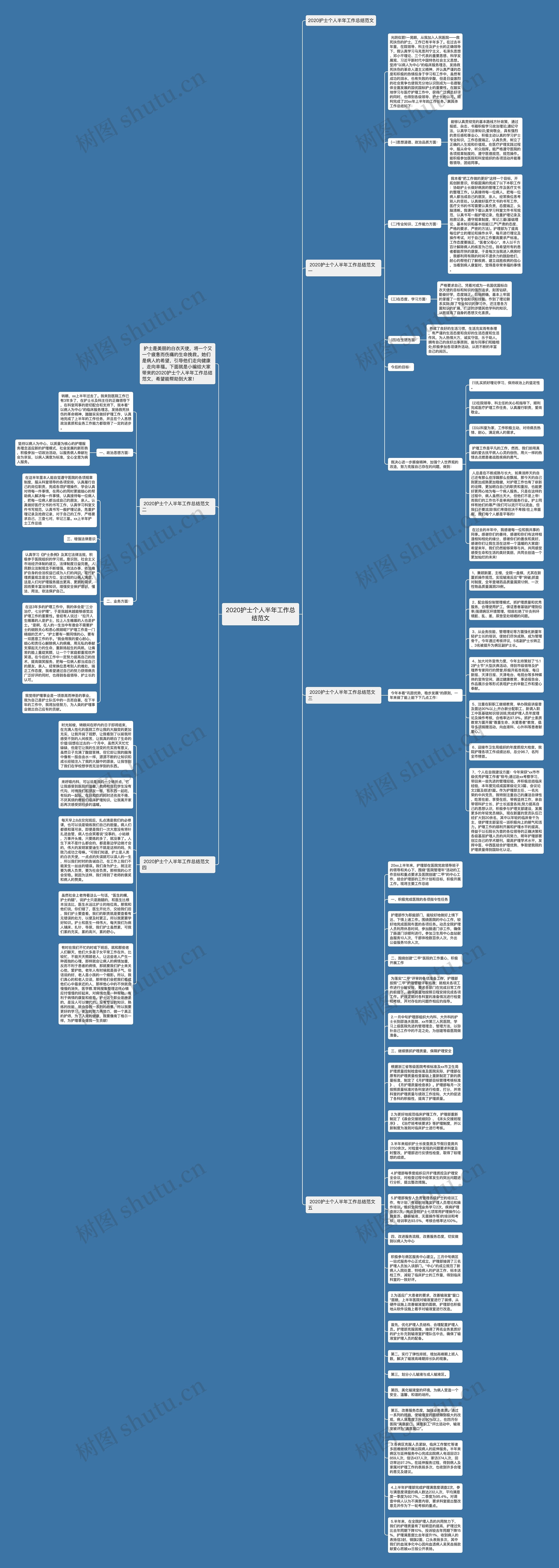 2020护士个人半年工作总结范文思维导图