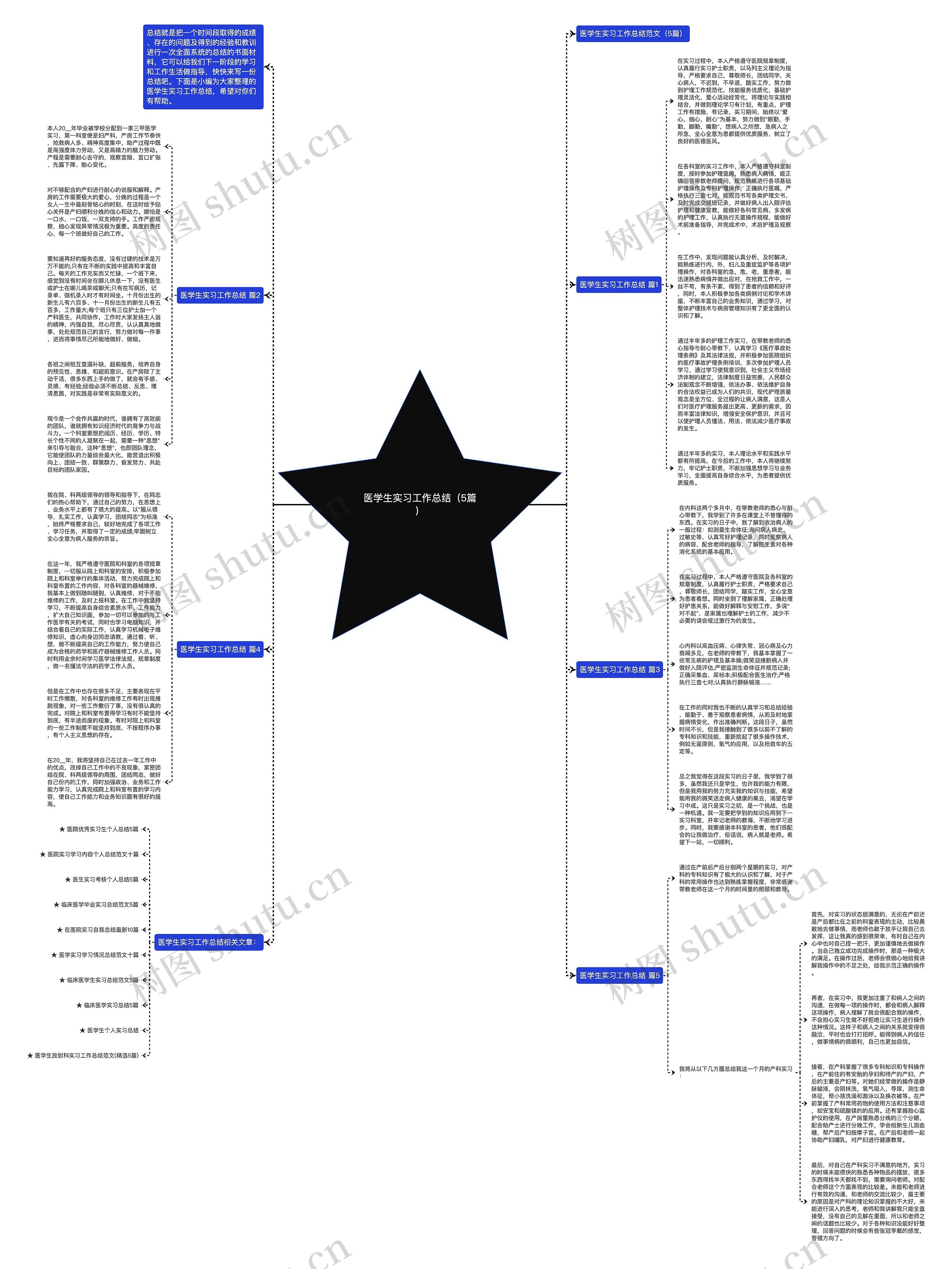 医学生实习工作总结（5篇）思维导图