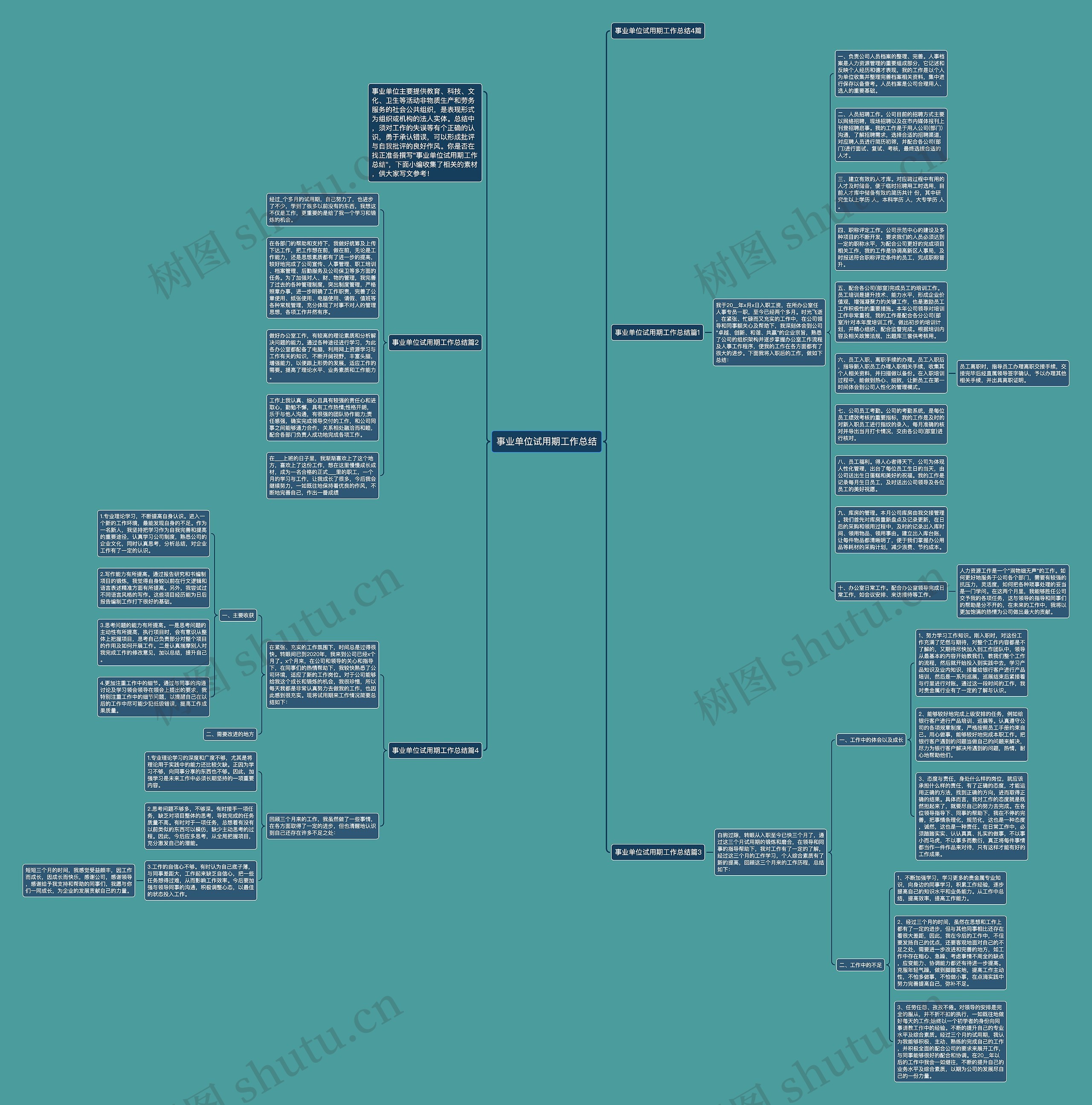 事业单位试用期工作总结思维导图