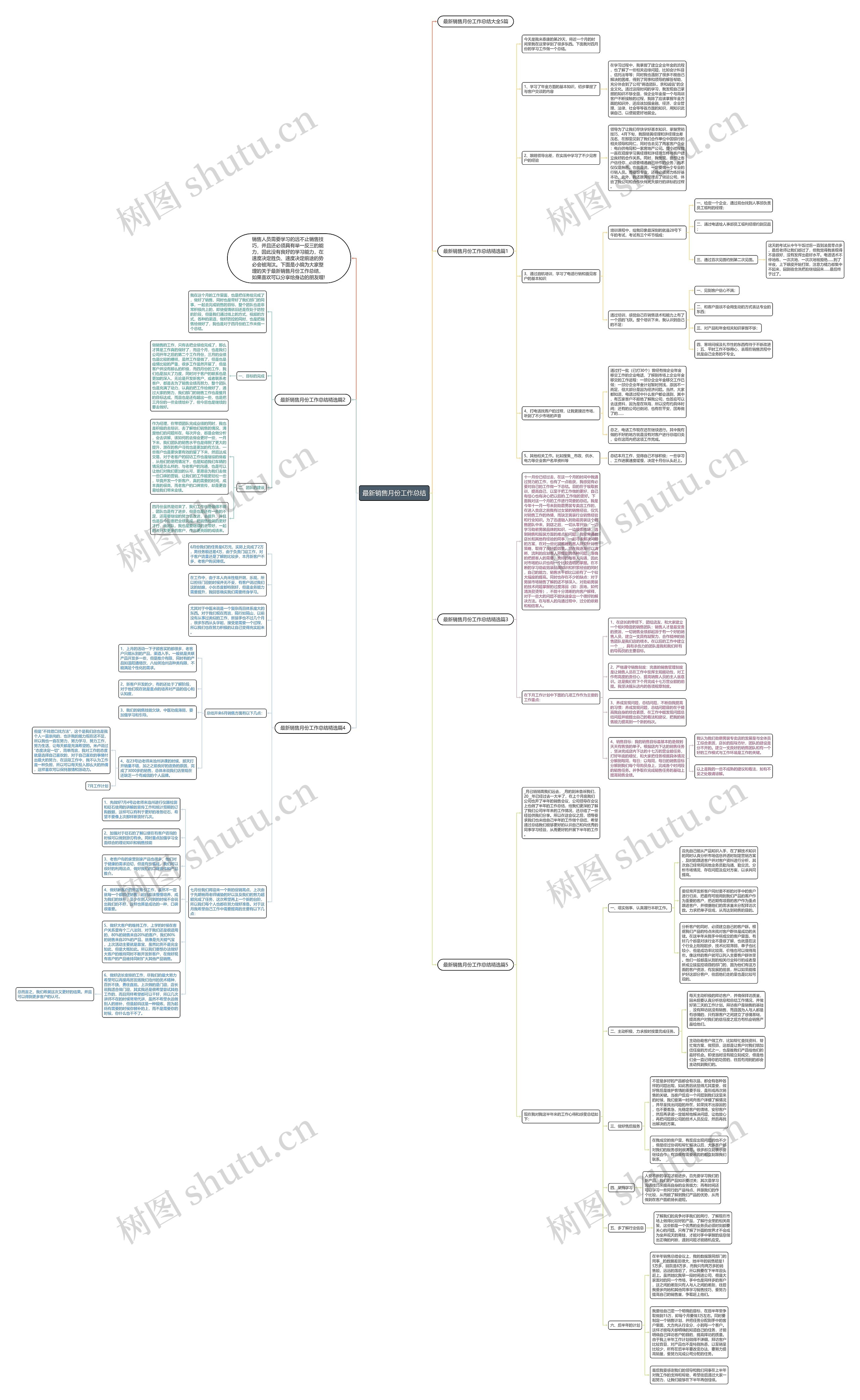 最新销售月份工作总结思维导图