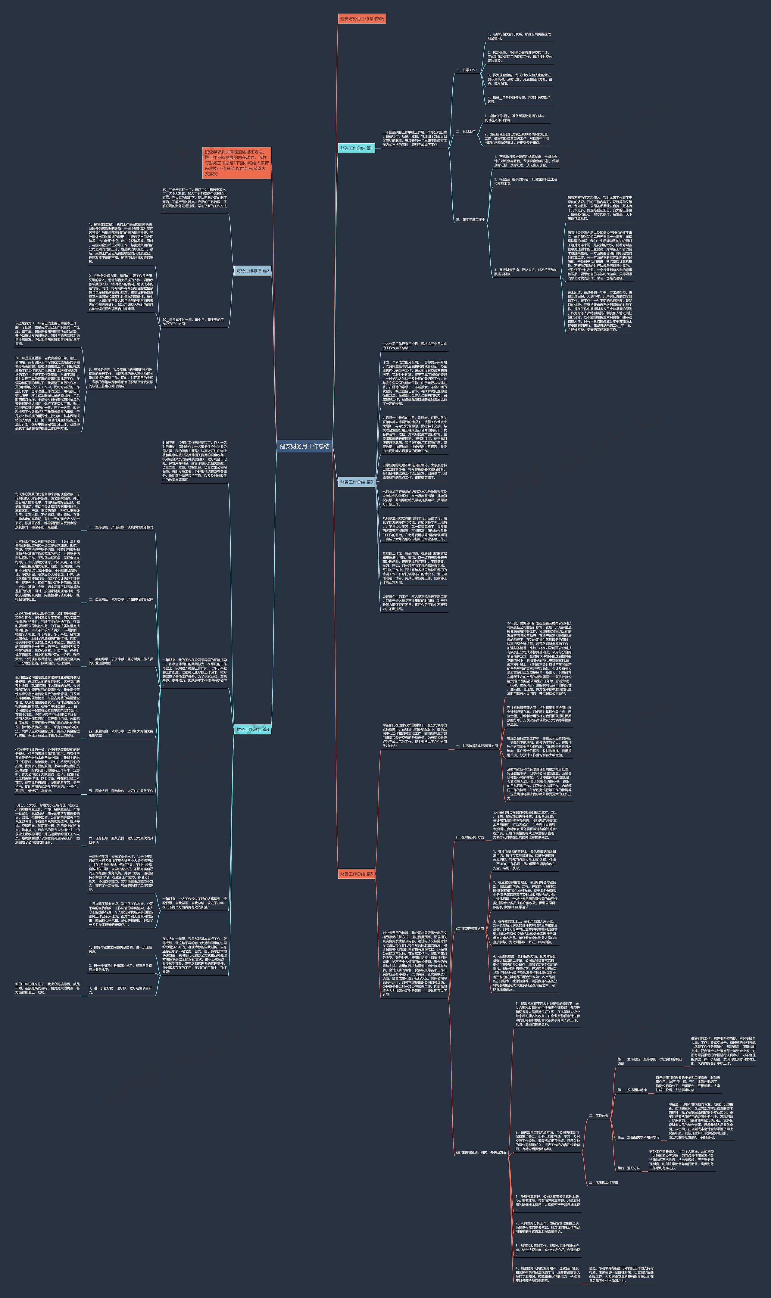 建安财务月工作总结思维导图