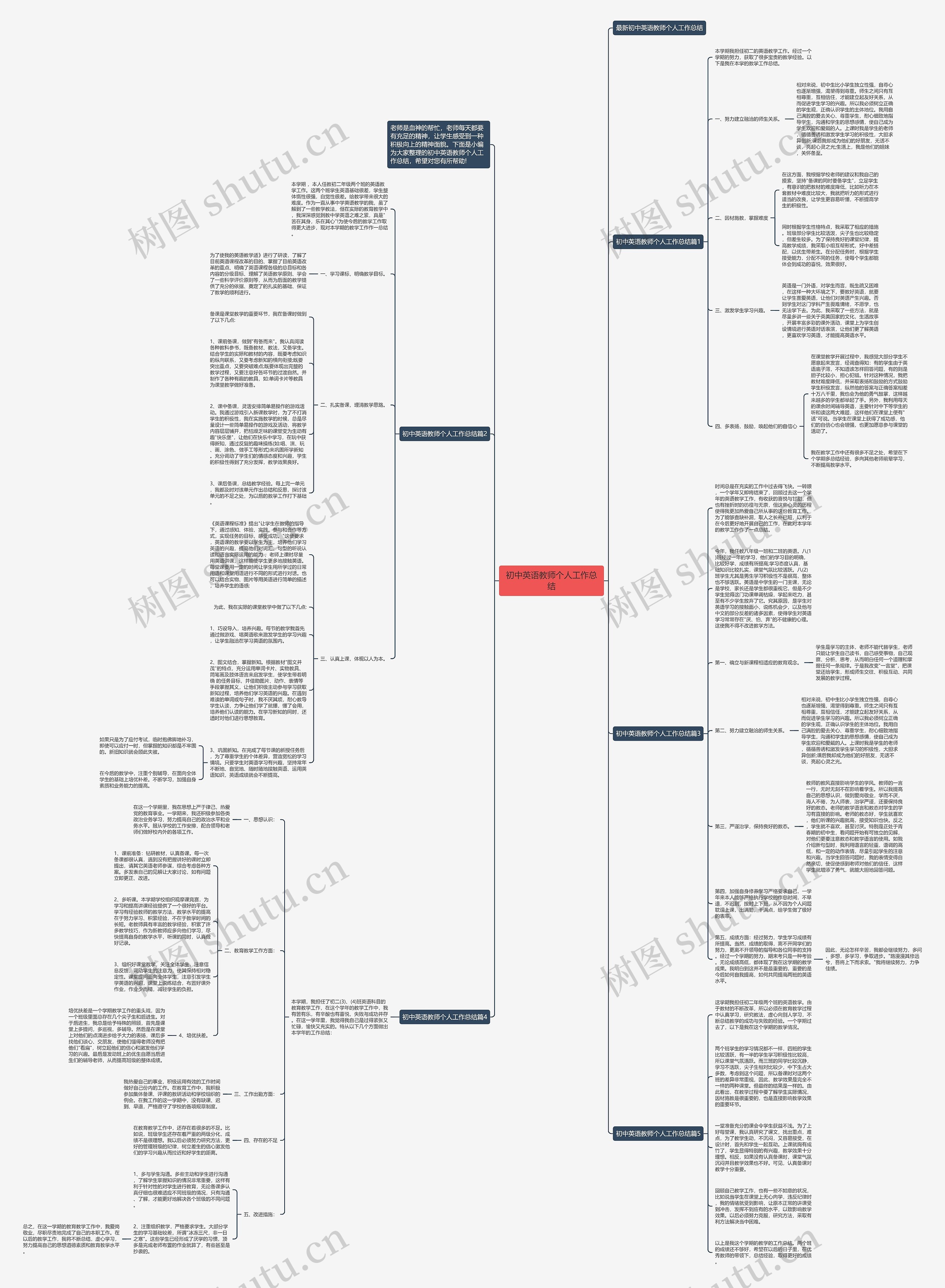 初中英语教师个人工作总结思维导图