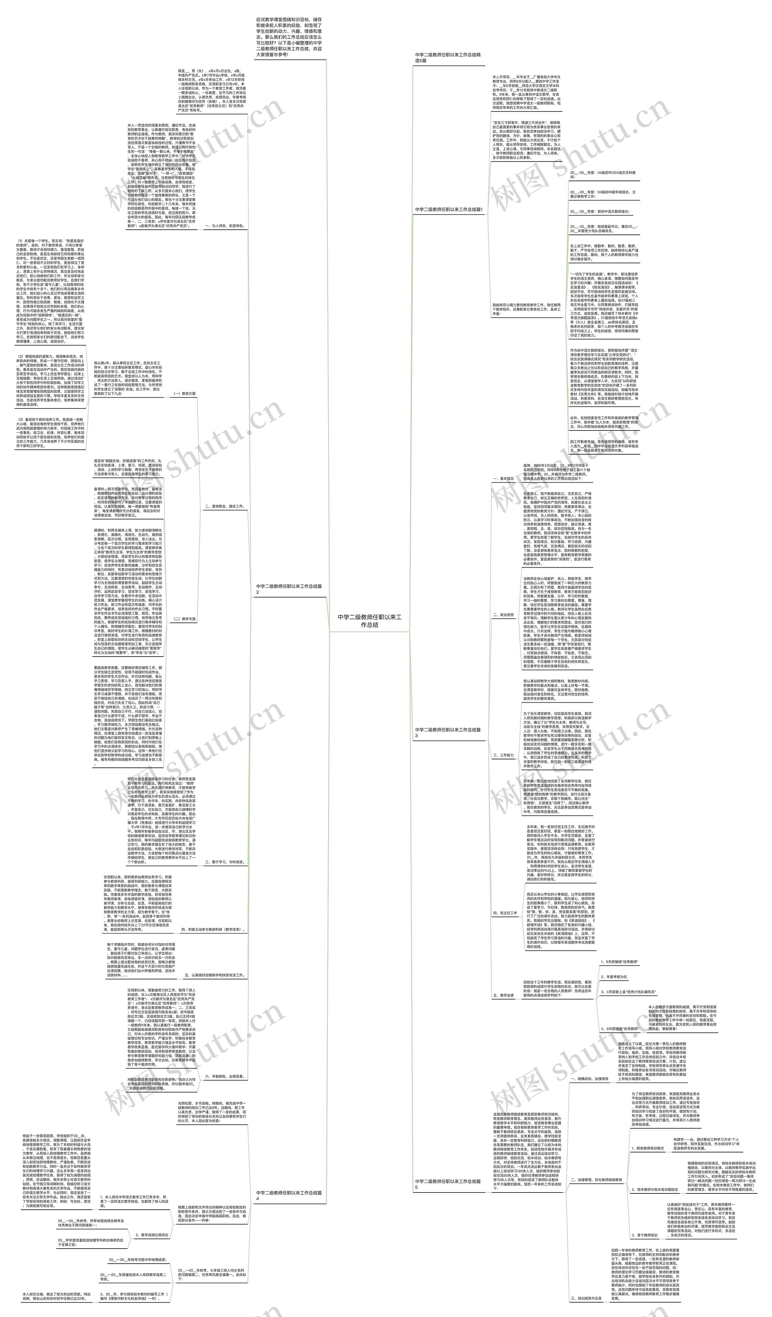 中学二级教师任职以来工作总结思维导图