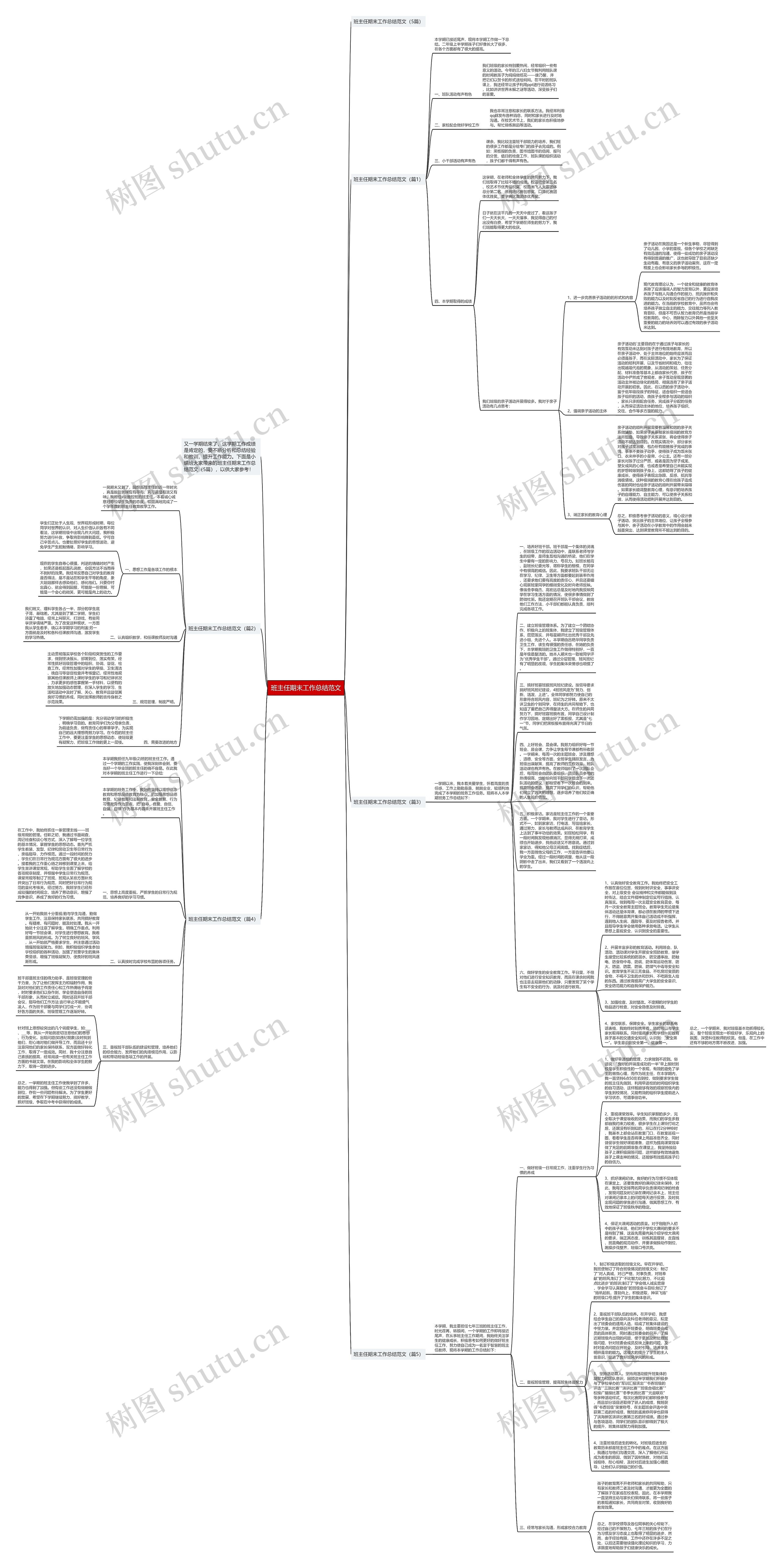 班主任期末工作总结范文思维导图