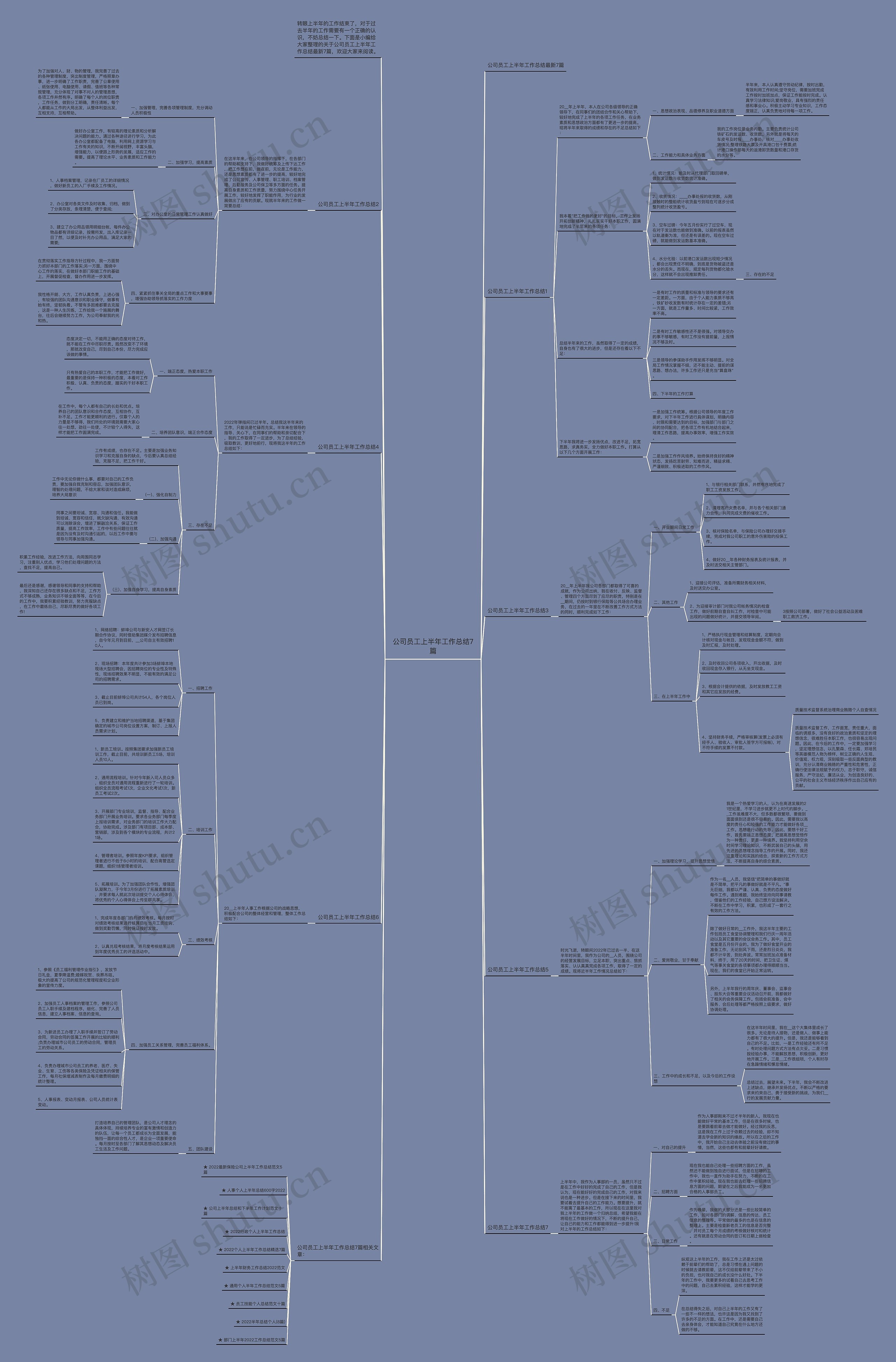 公司员工上半年工作总结7篇思维导图