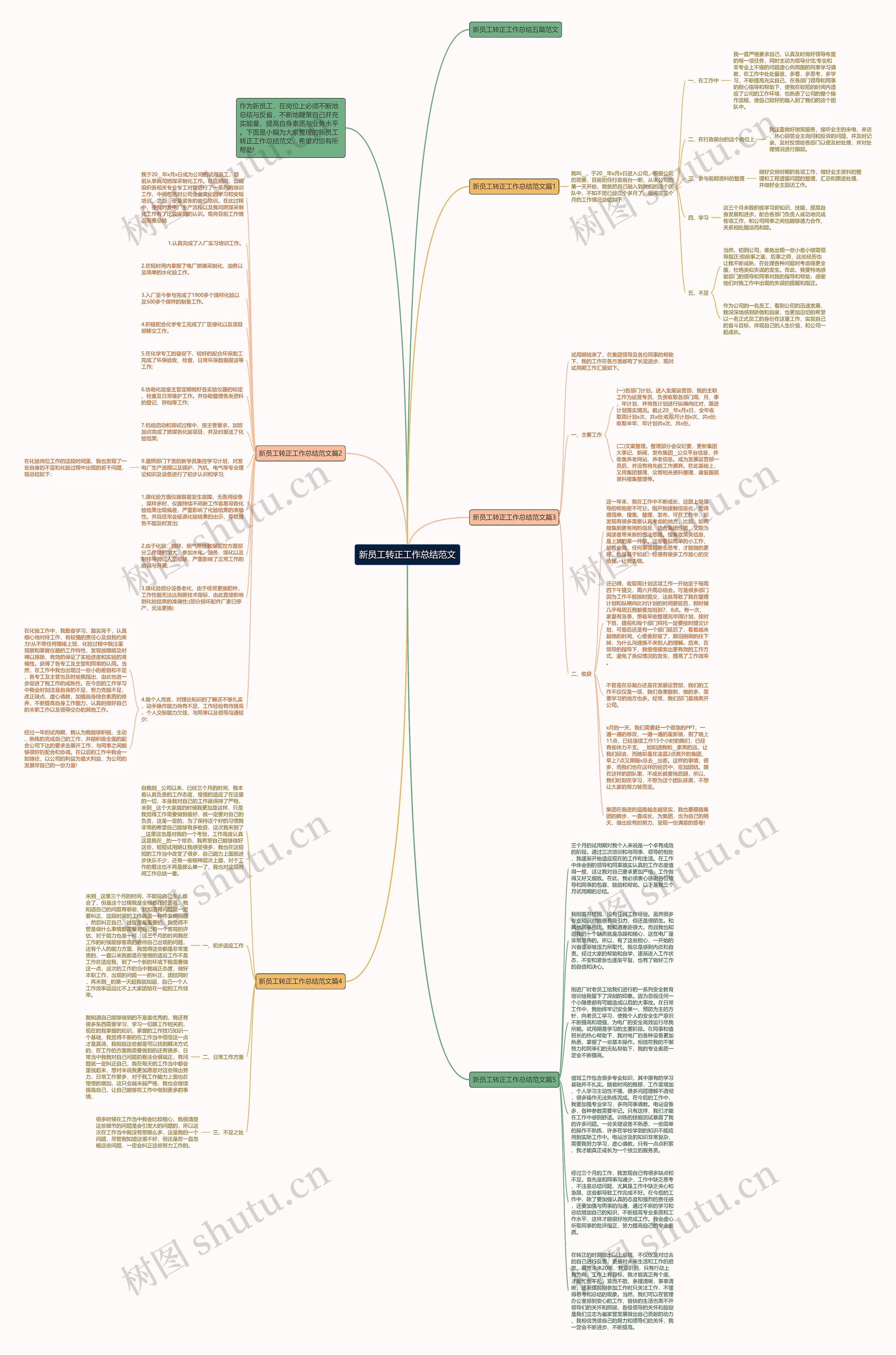 新员工转正工作总结范文思维导图