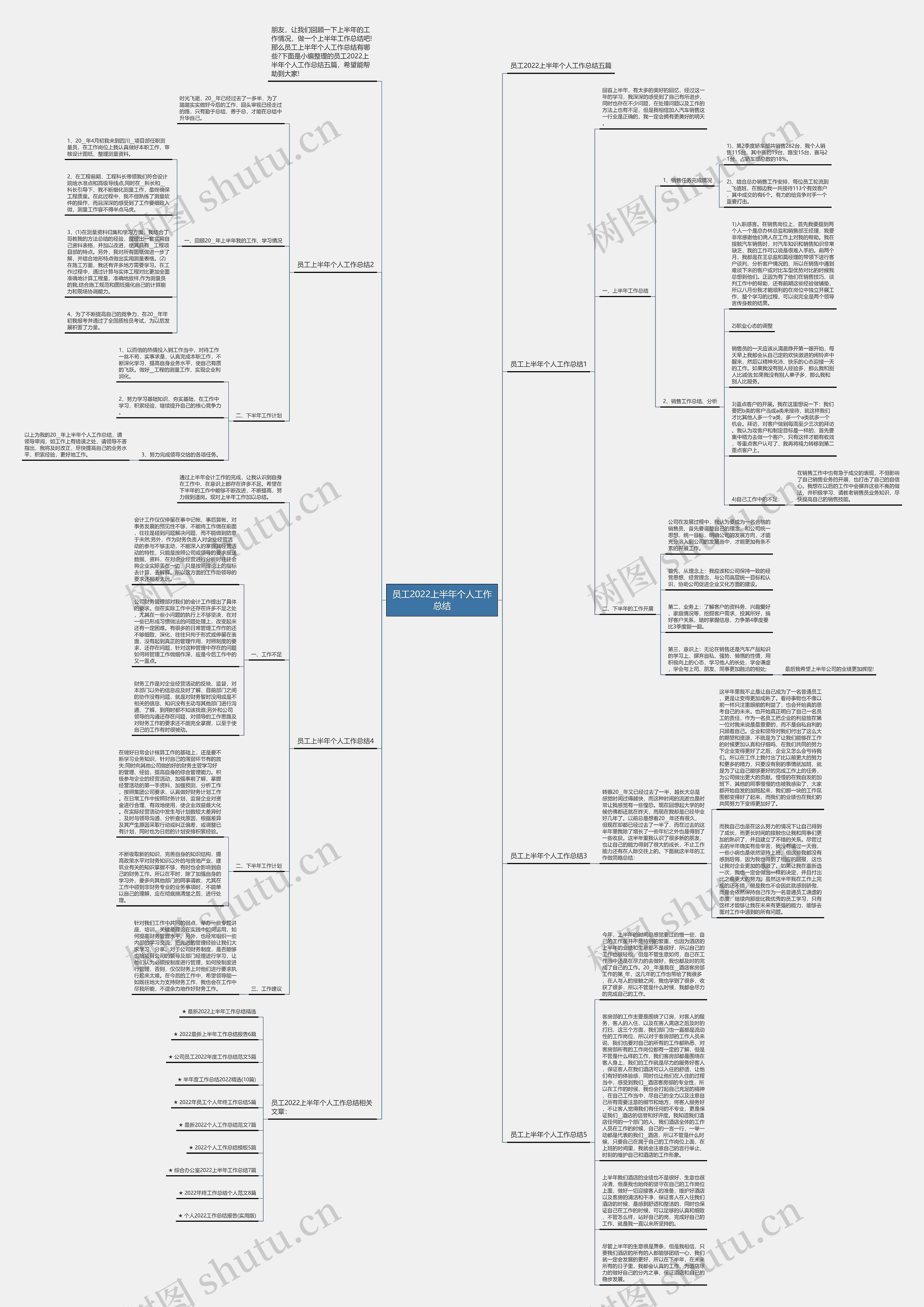 员工2022上半年个人工作总结思维导图