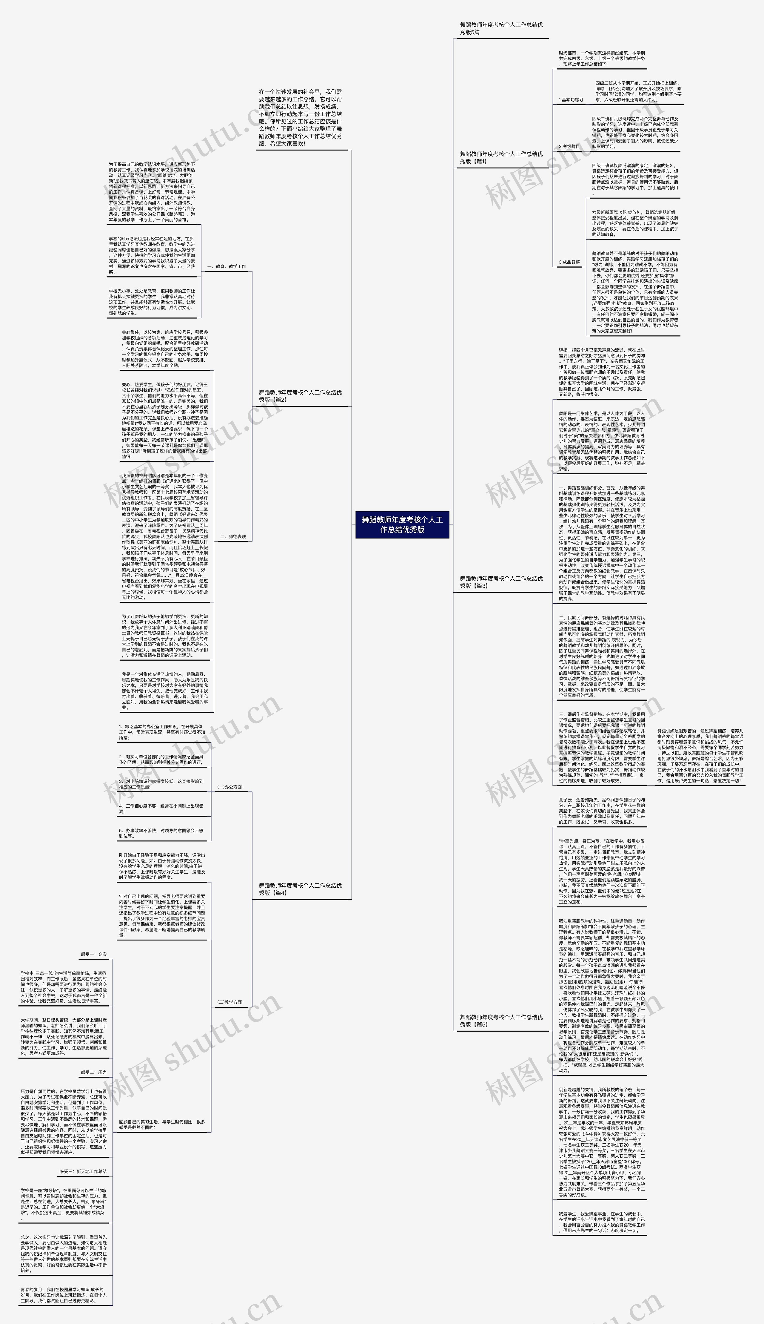 舞蹈教师年度考核个人工作总结优秀版思维导图