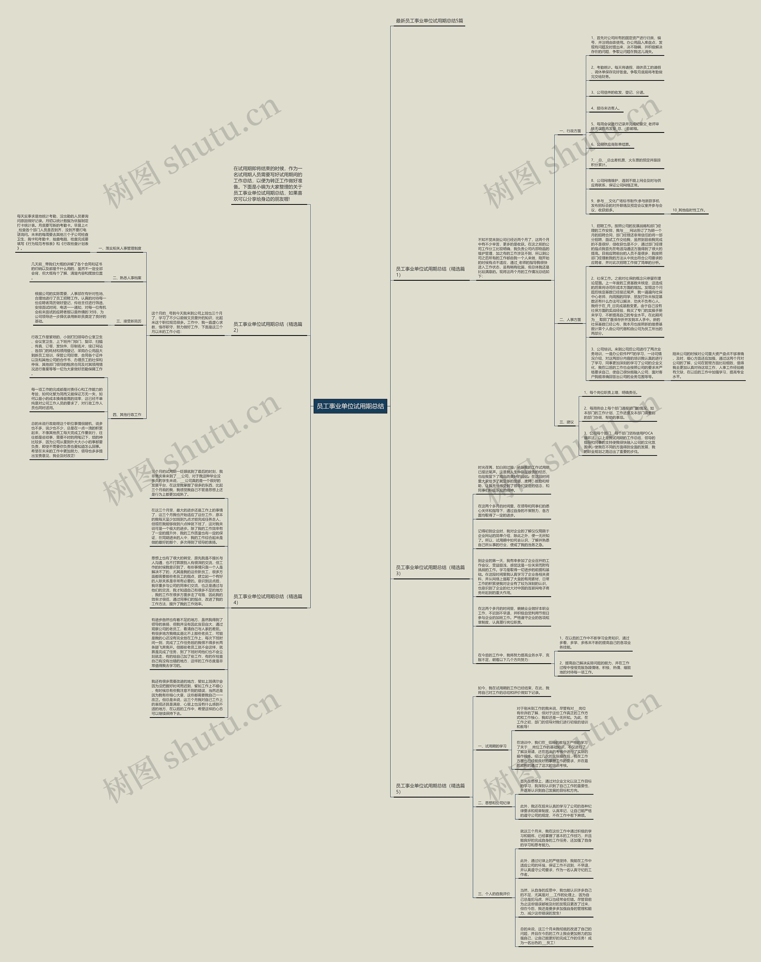 员工事业单位试用期总结思维导图