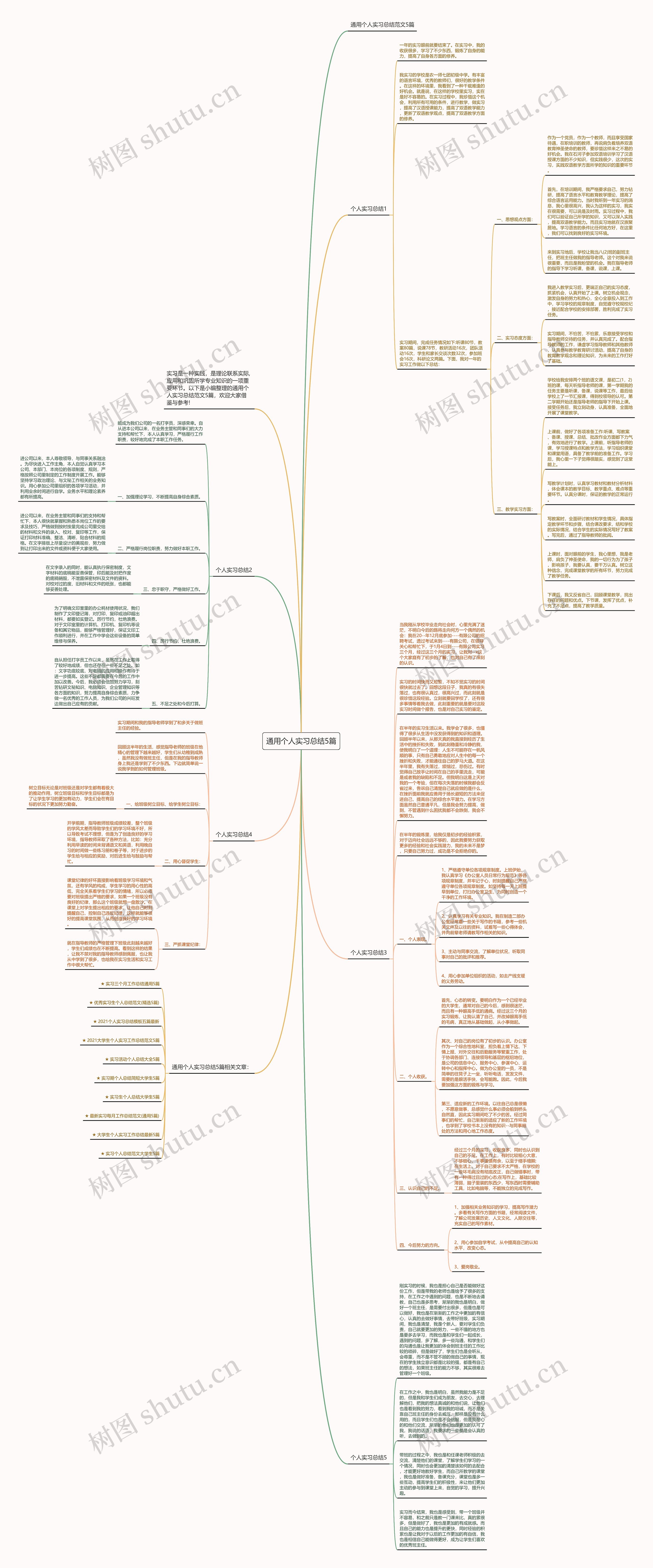 通用个人实习总结5篇思维导图