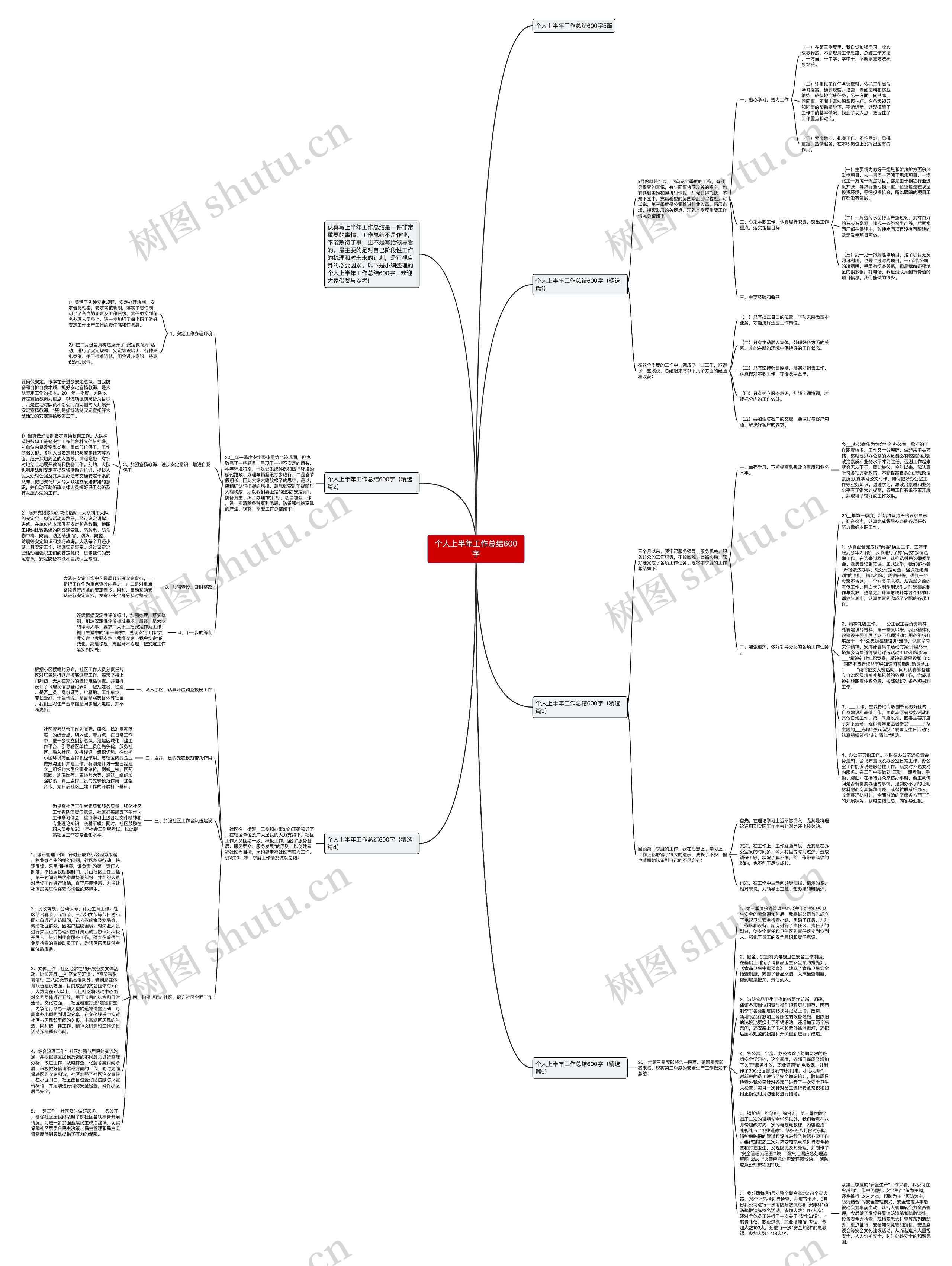 个人上半年工作总结600字思维导图