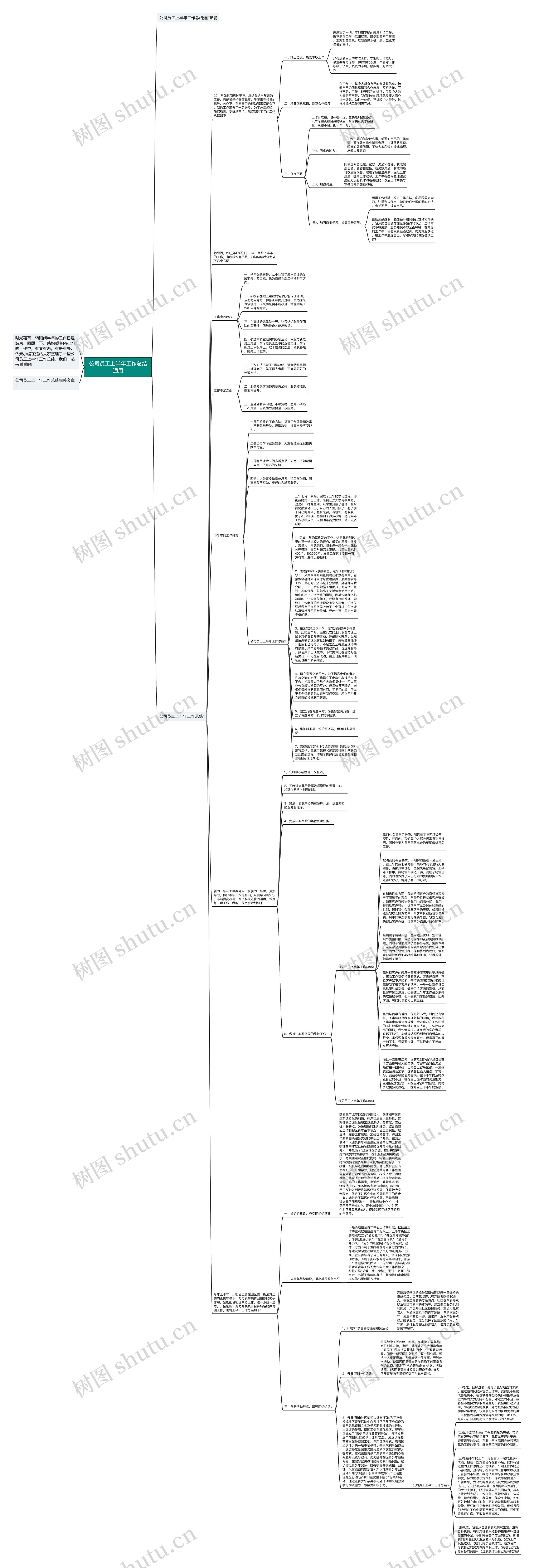 公司员工上半年工作总结通用思维导图