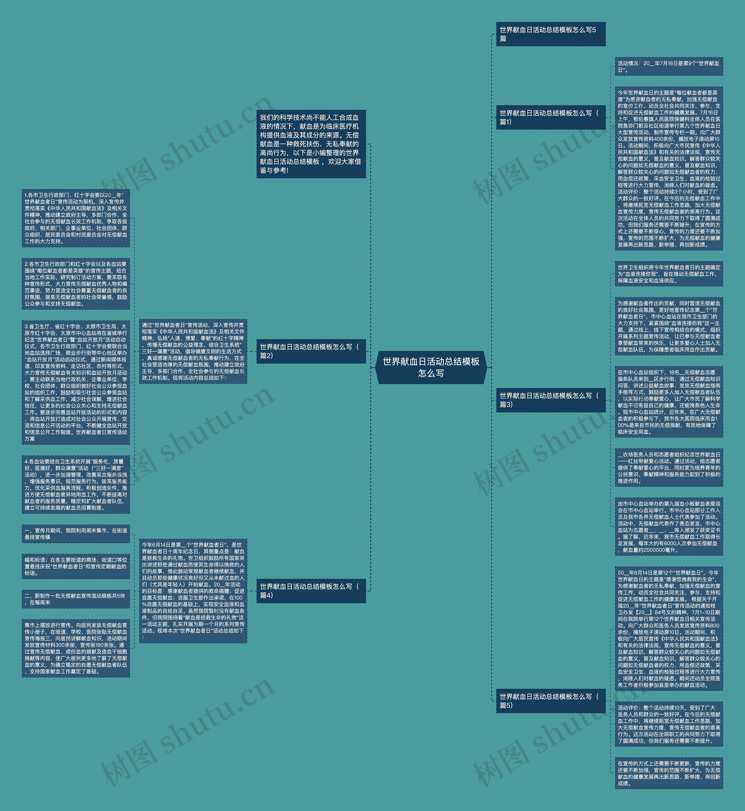 世界献血日活动总结怎么写思维导图高清图 世界献血日活动总结怎么写思维导图